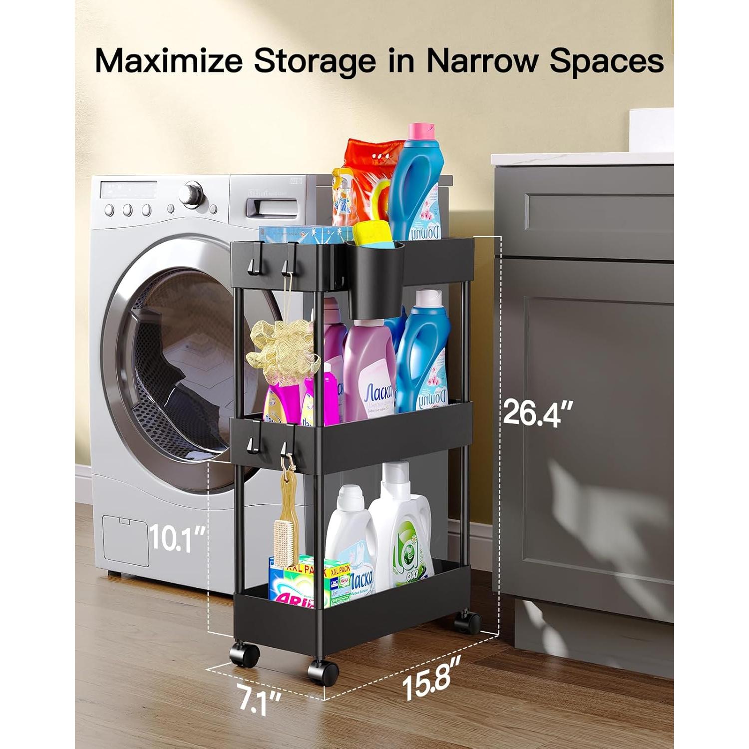 Carro de Almacenamiento Slim Pipishell 3 Niveles Negro