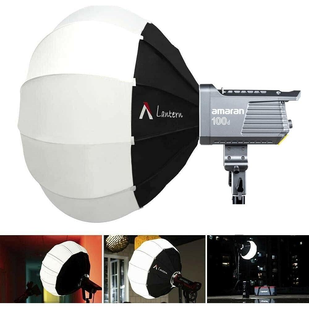 Aputure Amaran 100D S with Aputure Lantern 65cm Softbox Kit,130W LED Video Light,5600K CRI+95 with Bowens Mount for Photography,YouTube Films