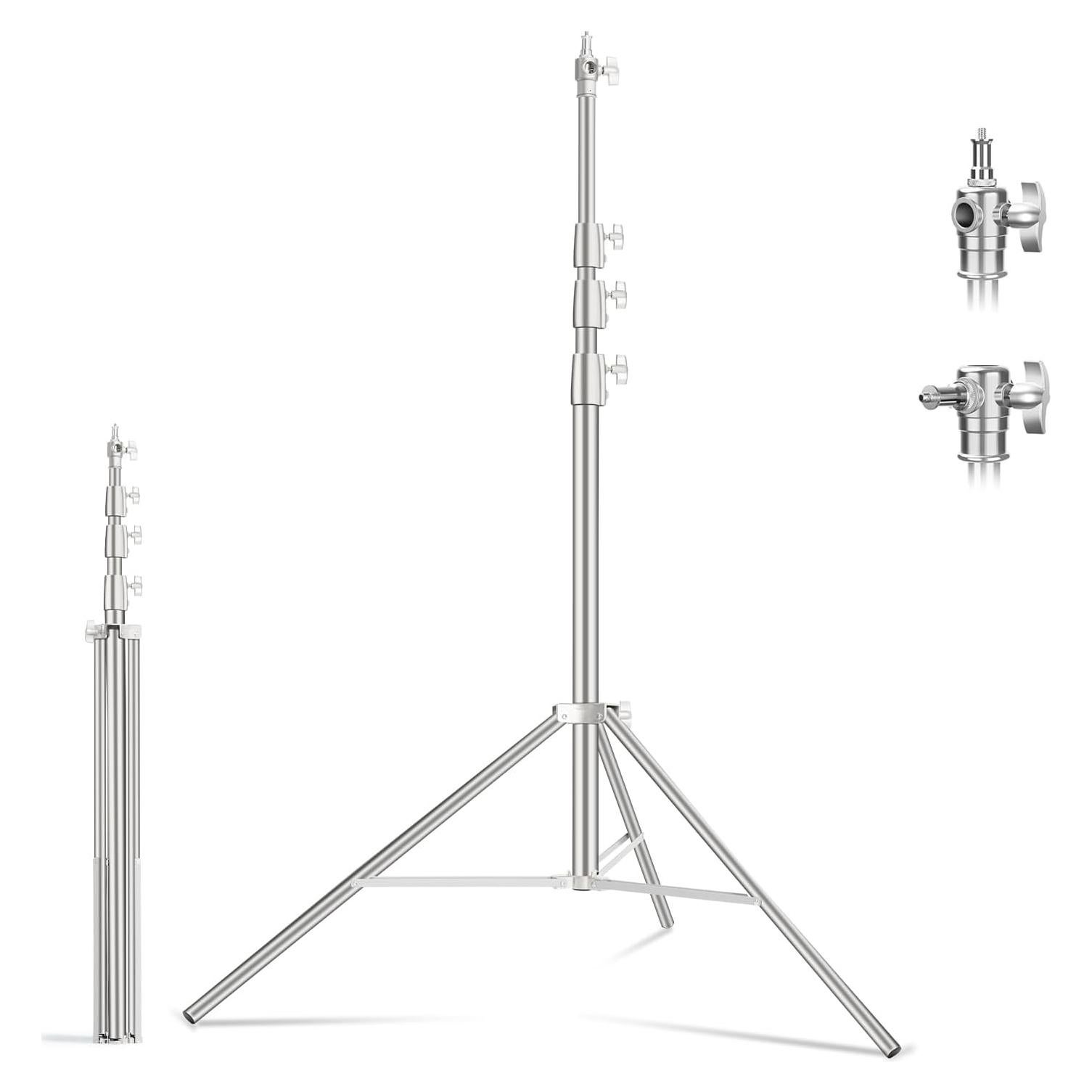 AMBITFUL 13ft/4m Photography Light Stand,Stainless Steel Spring Cushioned Heavy Duty Tripod Stand with 1/4" to 3/8" Universal Adapter Flash Stand for Parabolic Softbox, Strobe, Monolight