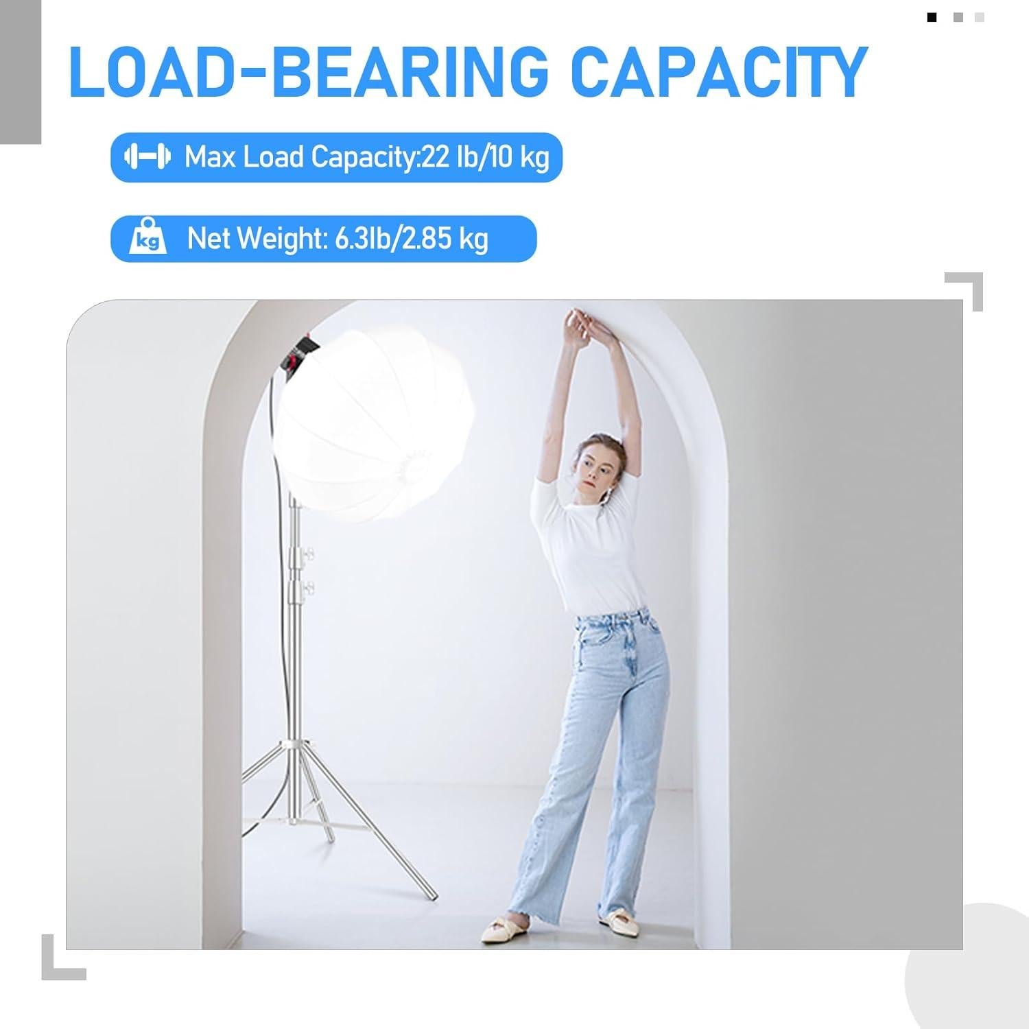 AMBITFUL 13ft/4m Photography Light Stand,Stainless Steel Spring Cushioned Heavy Duty Tripod Stand with 1/4" to 3/8" Universal Adapter Flash Stand for Parabolic Softbox, Strobe, Monolight