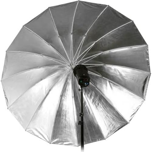 Paraguas Parabólico Reflectante Fotodiox 72" Negro y Plateado