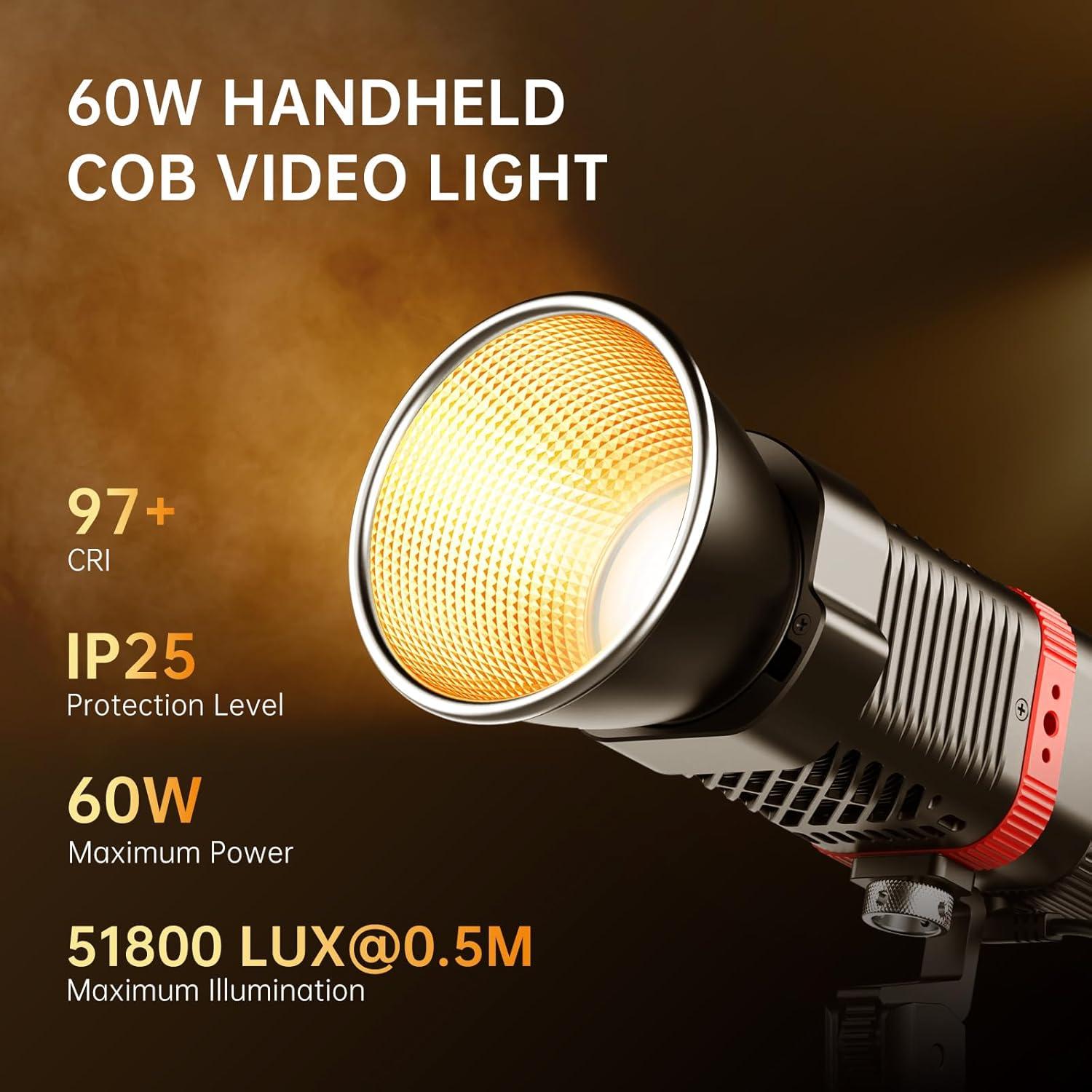 Luz de Video GVM 60W LED Portátil 2700-6800K con Baterías
