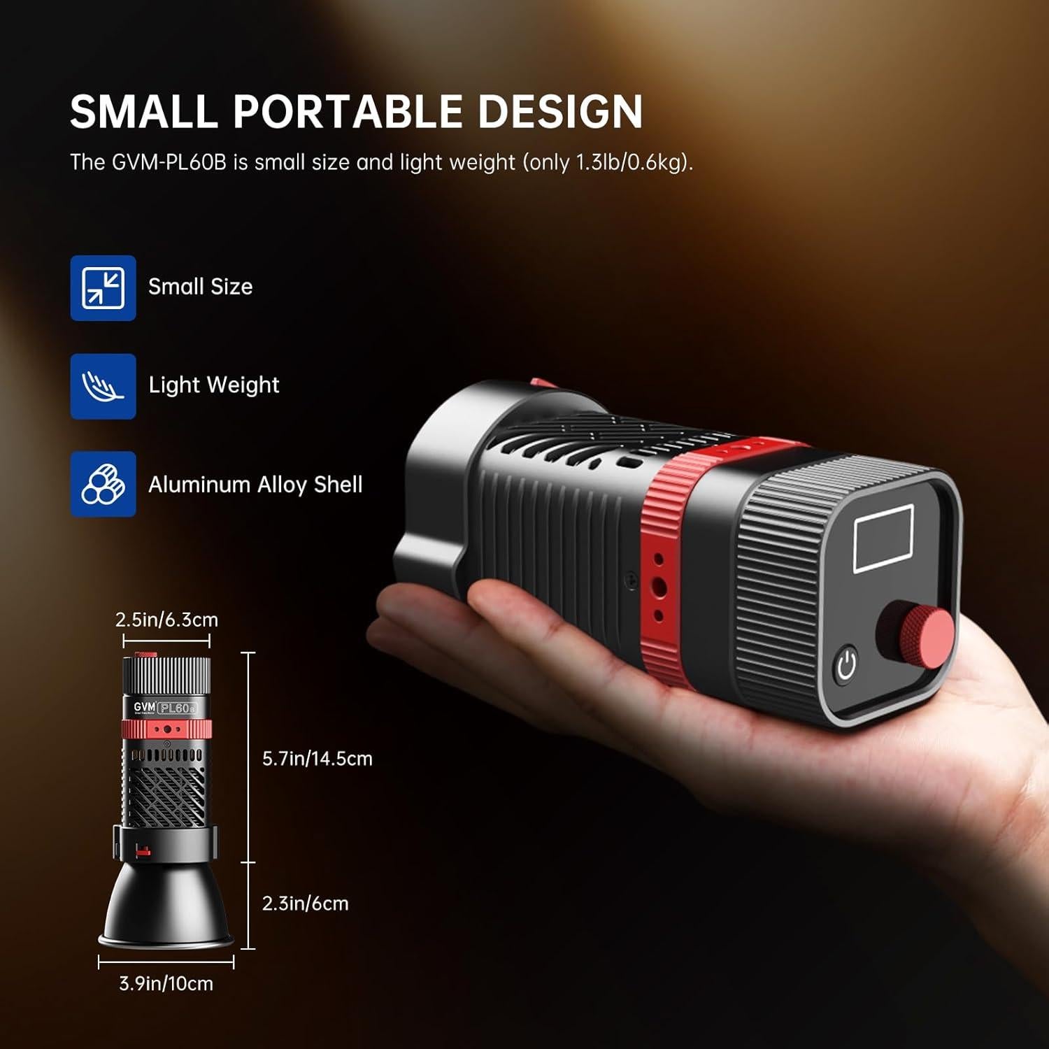 Luz de Video GVM 60W LED Portátil 2700-6800K con Baterías