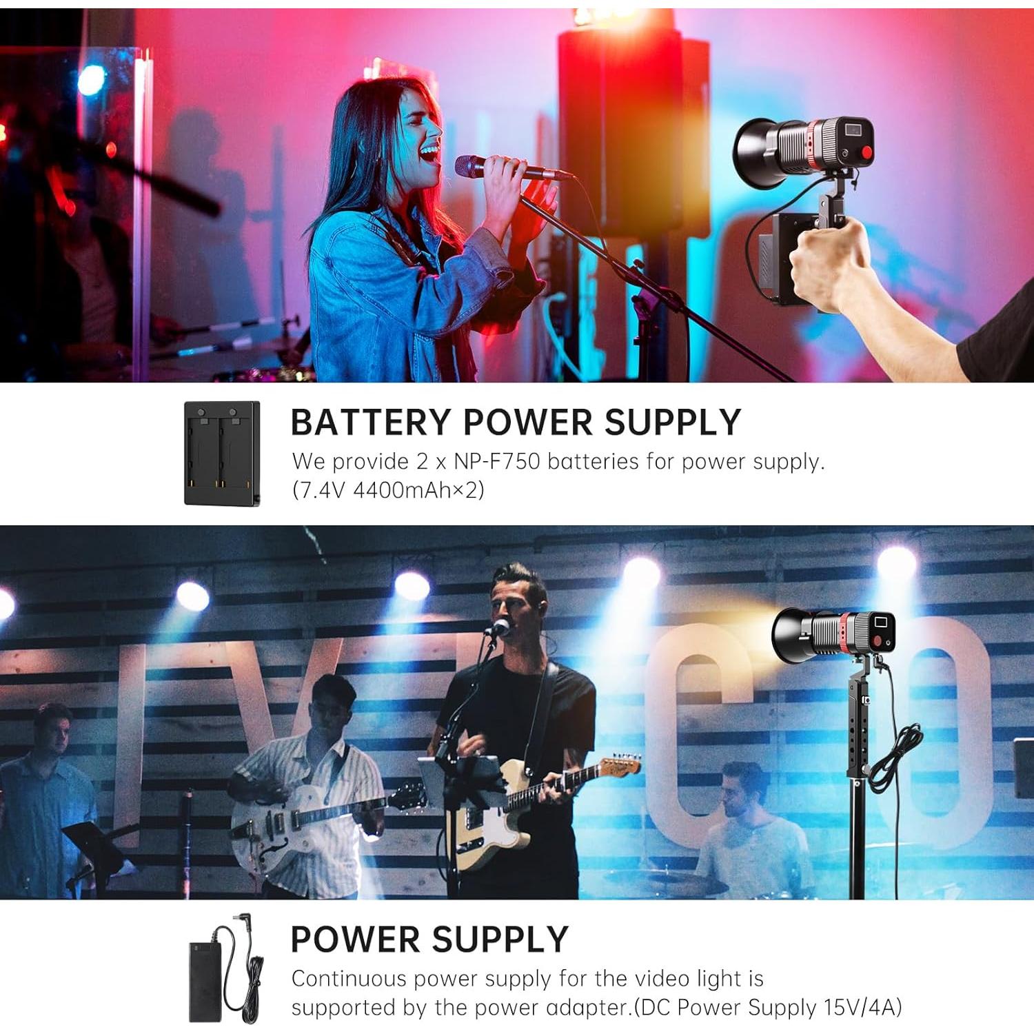 Luz de Video GVM 60W LED Portátil 2700-6800K con Baterías