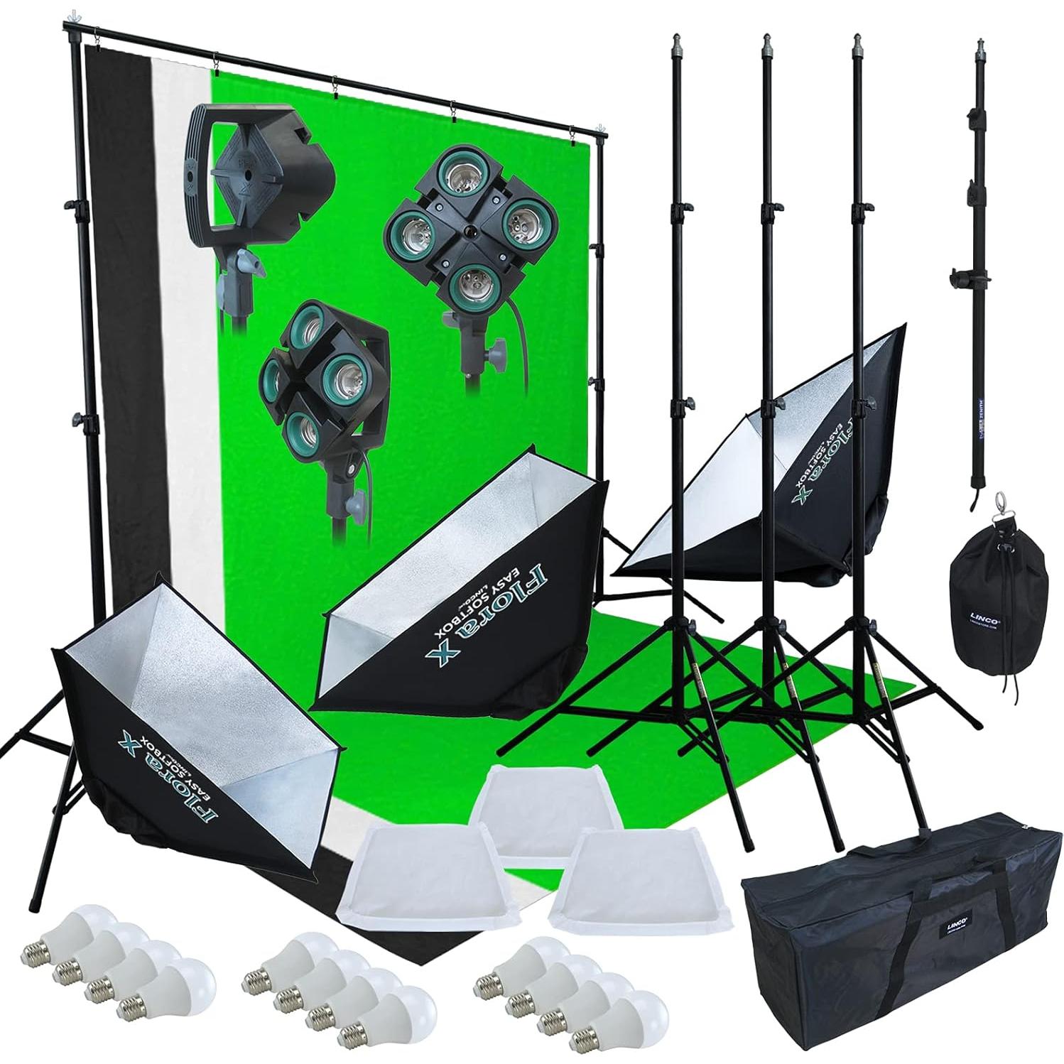 Kit de Iluminación para Fotografía LINCO 9600 Lúmenes con Softbox