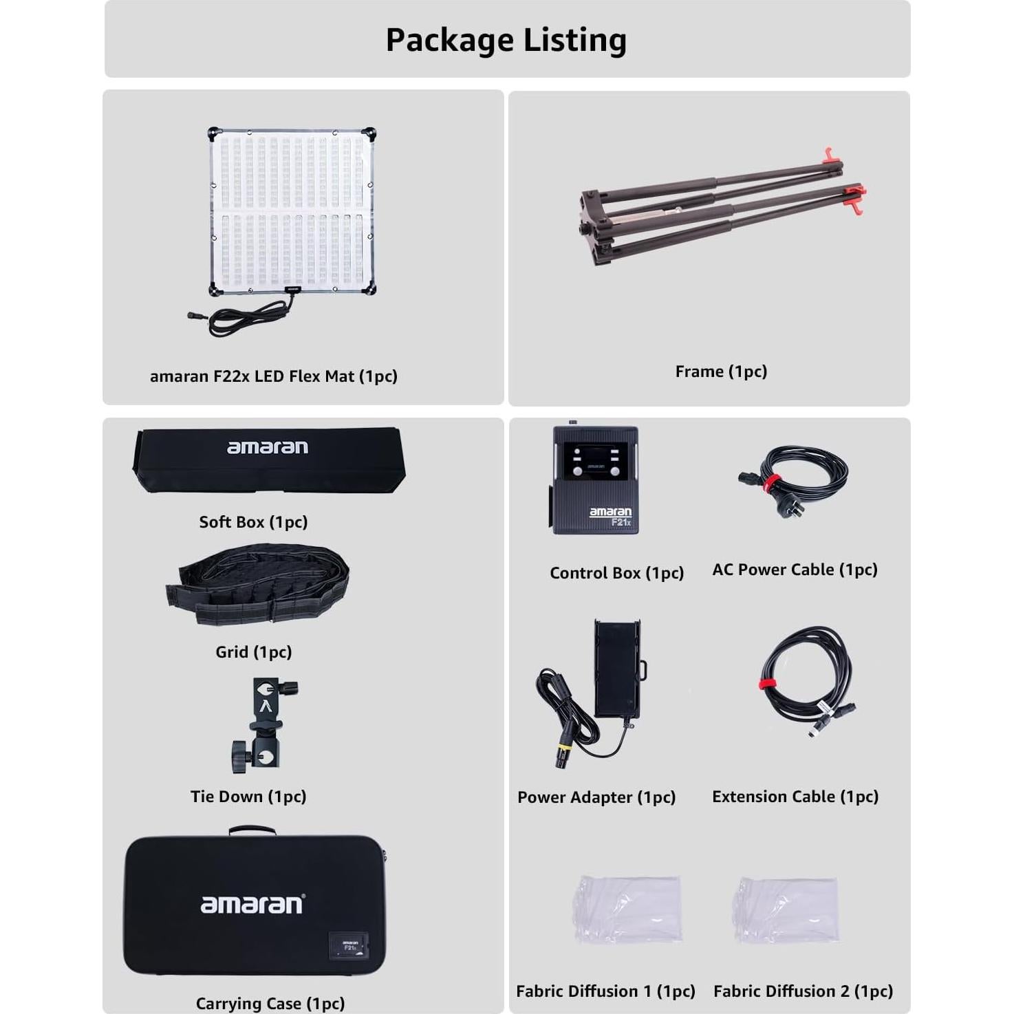 amaran F22x 200W Bi-Color Bi-Color Flexible LED Mat,CCT 2,500K ~ 7,500K, App Control, 9 Built-in Lighting FX,with Softbox Soft Carrying Case for Video Studio Photography Lighting (Amaran F22x)