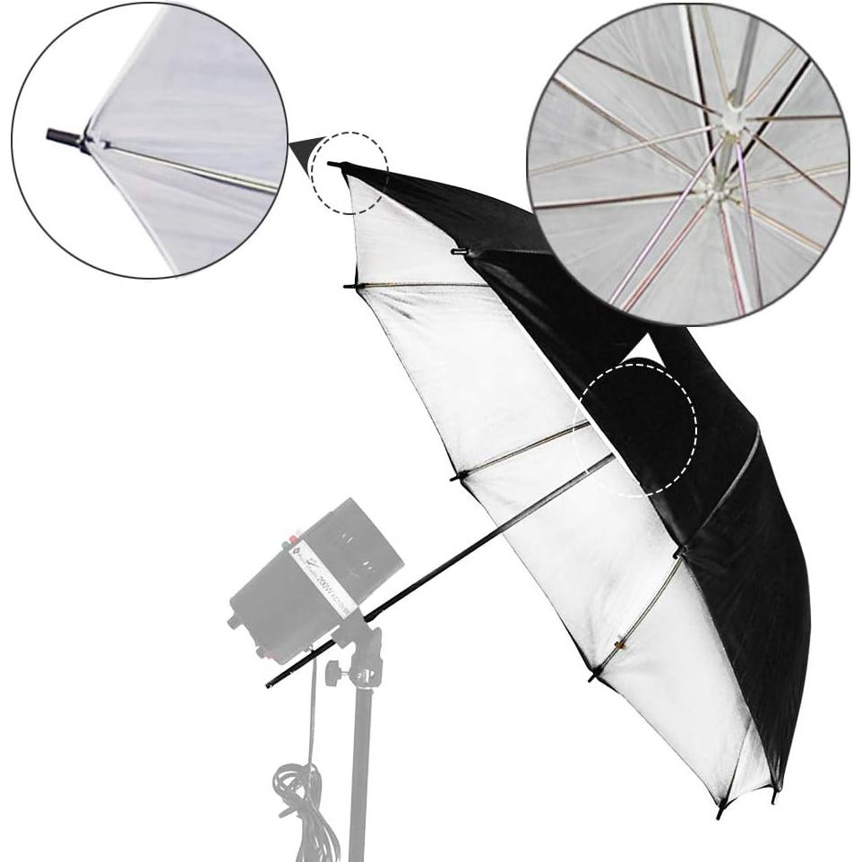 Paraguas Reflector Doble Capa LimoStudio 101.6 cm Negro Blanco