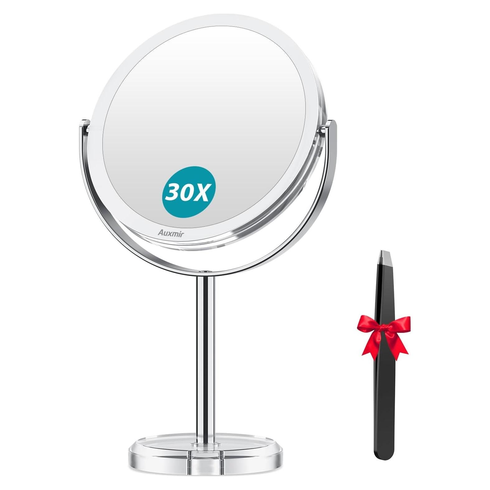 Espejo de Aumento 1X/30X Auxmir Redondo 30 cm para Maquillaje
