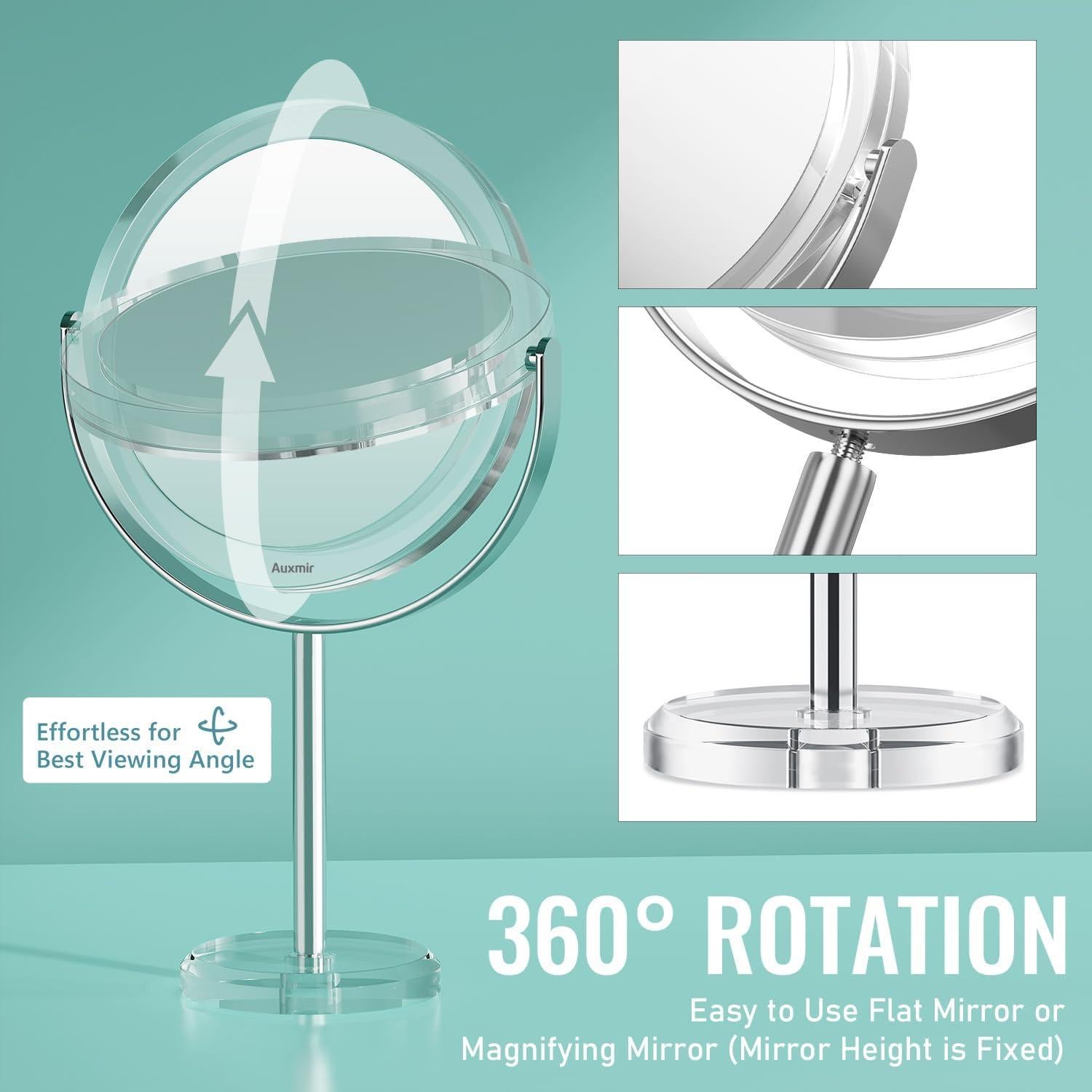 Espejo de Aumento 1X/30X Auxmir Redondo 30 cm para Maquillaje