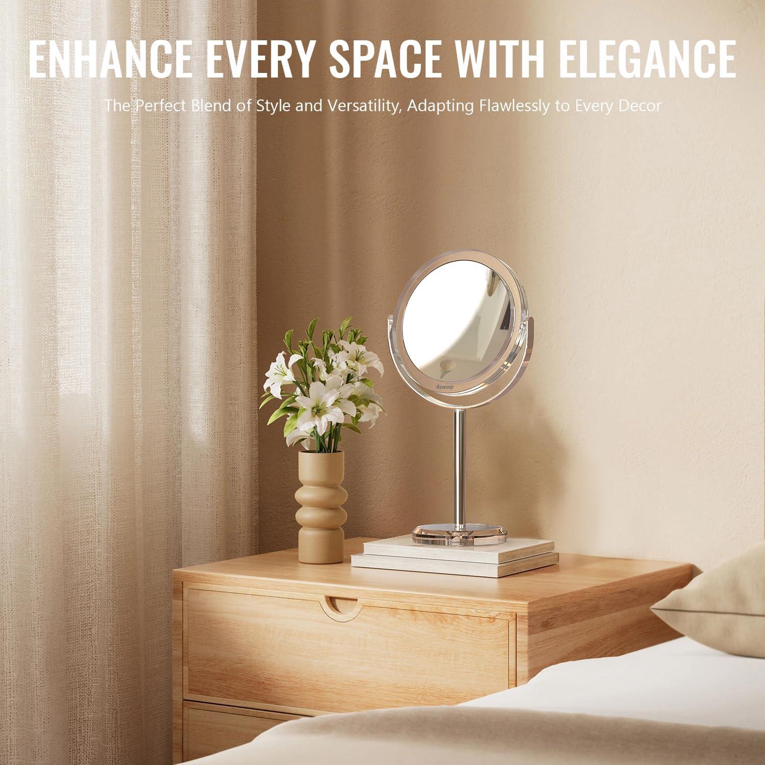 Espejo de Aumento 1X/30X Auxmir Redondo 30 cm para Maquillaje