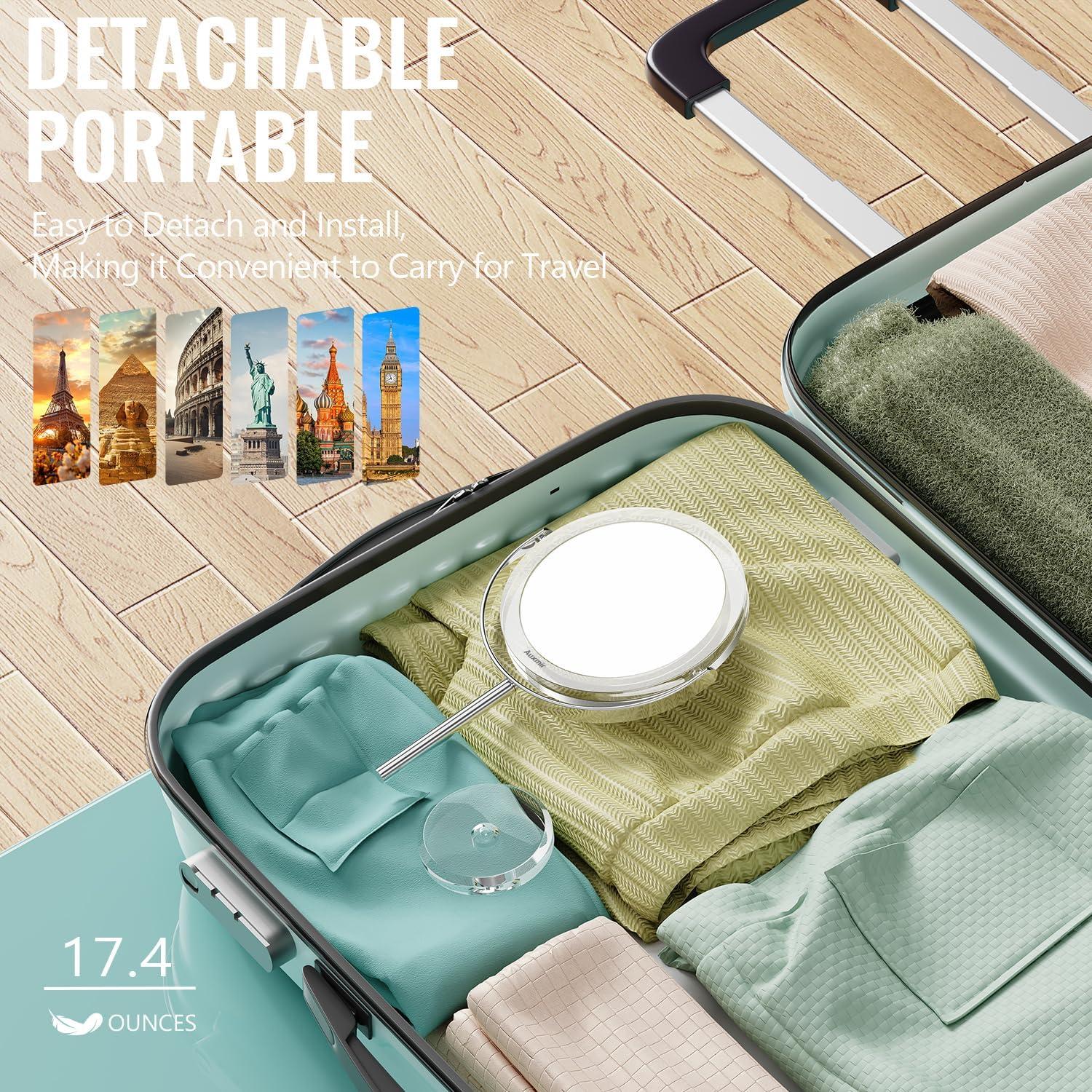 Espejo de Aumento 1X/30X Auxmir Redondo 30 cm para Maquillaje