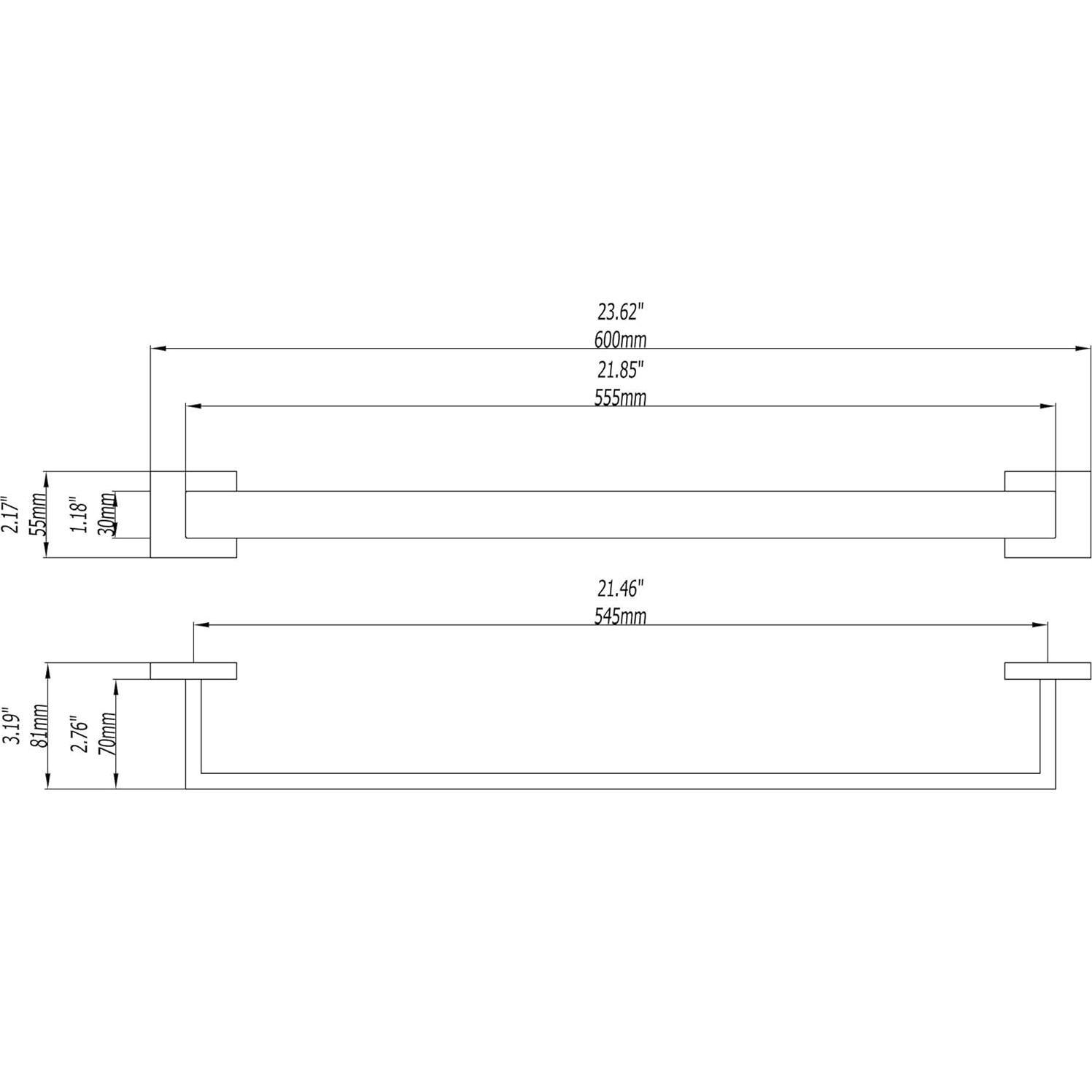 Barra de Toalla BUVELOT 60 cm Acero Inoxidable Negro Mate