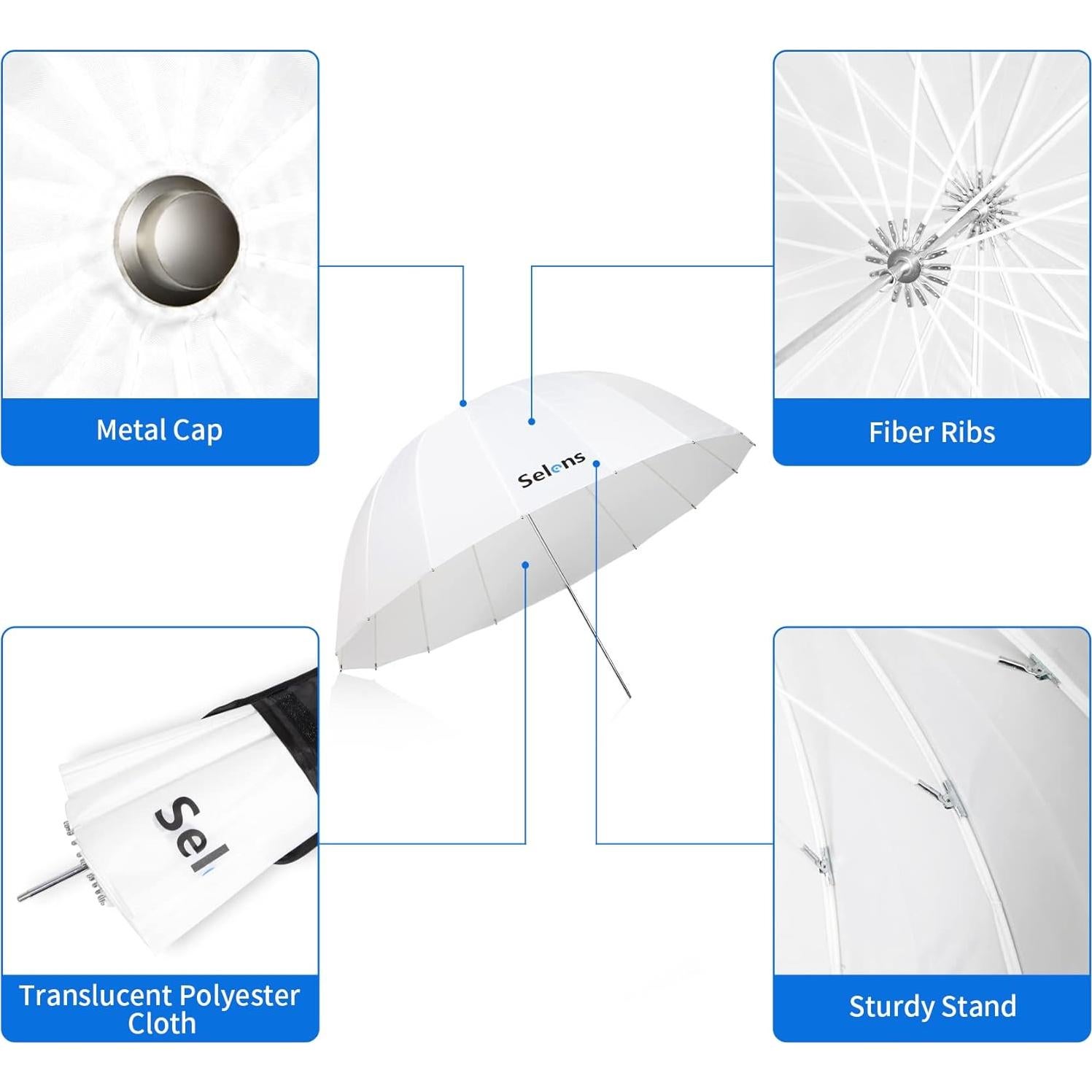 Paraguas Difusor Parabólico Selens 165 cm Blanco Suave