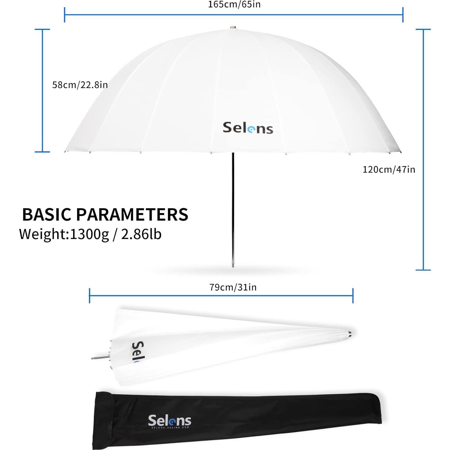 Paraguas Difusor Parabólico Selens 165 cm Blanco Suave