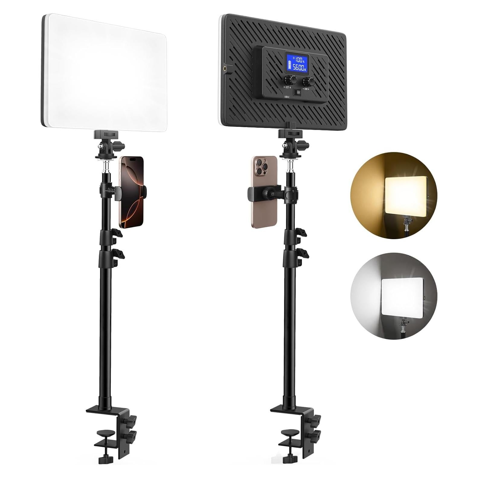 Paquete de 2 luces LED Unicucp con batería 8000mAh y soporte