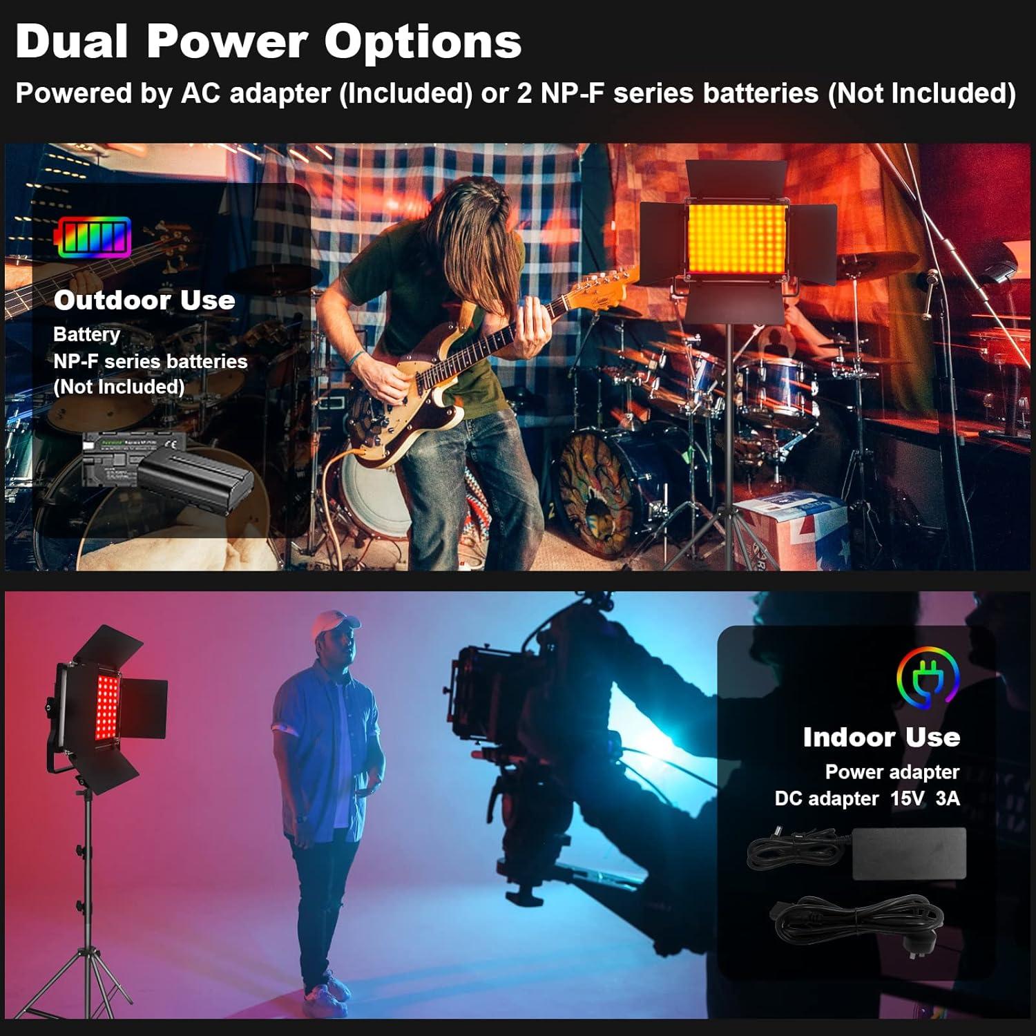 Kit de Iluminación Fotográfica RGB 50W GreatLPT con Control APP