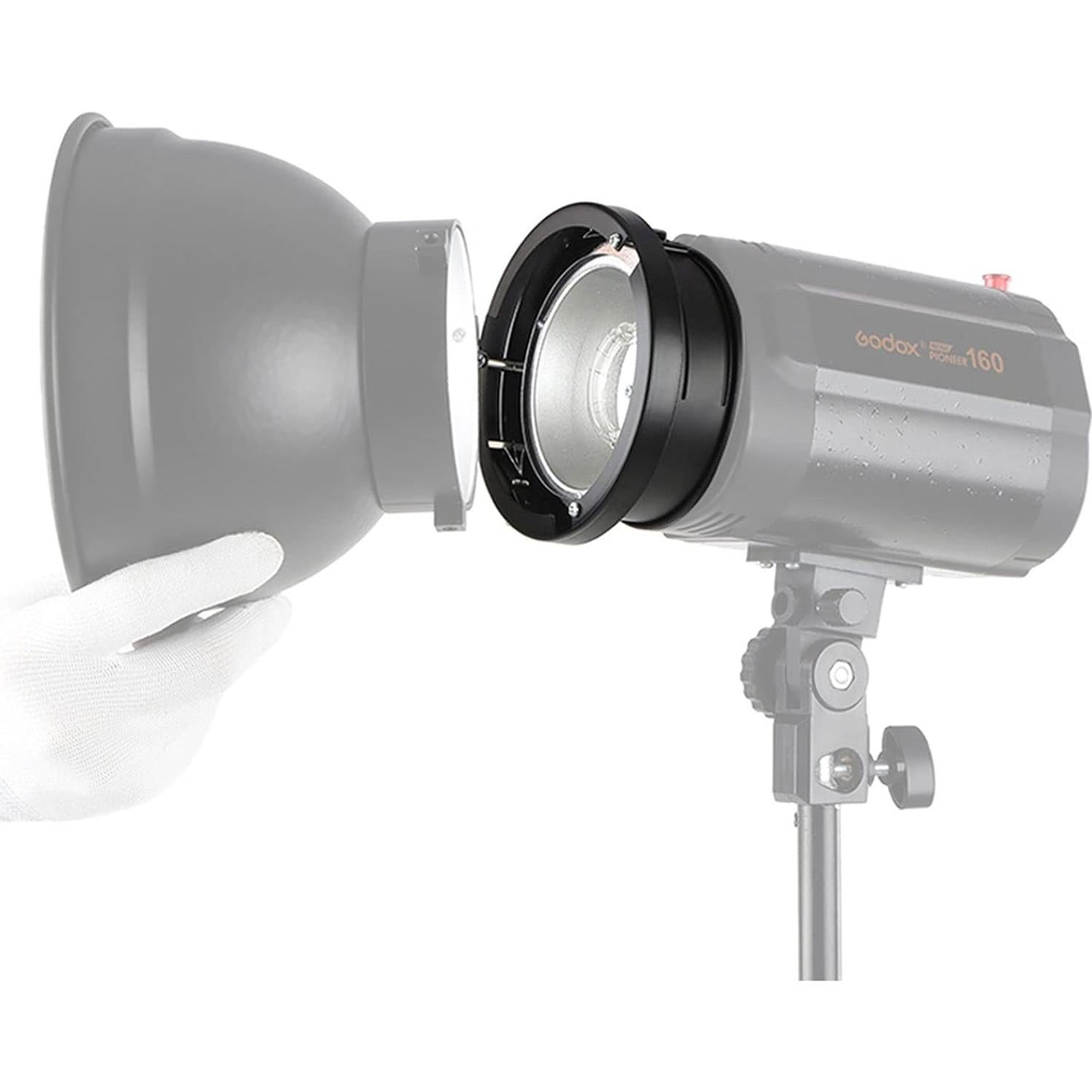 Adaptador de anillo Godox 98 mm a montaje Bowens para flashes