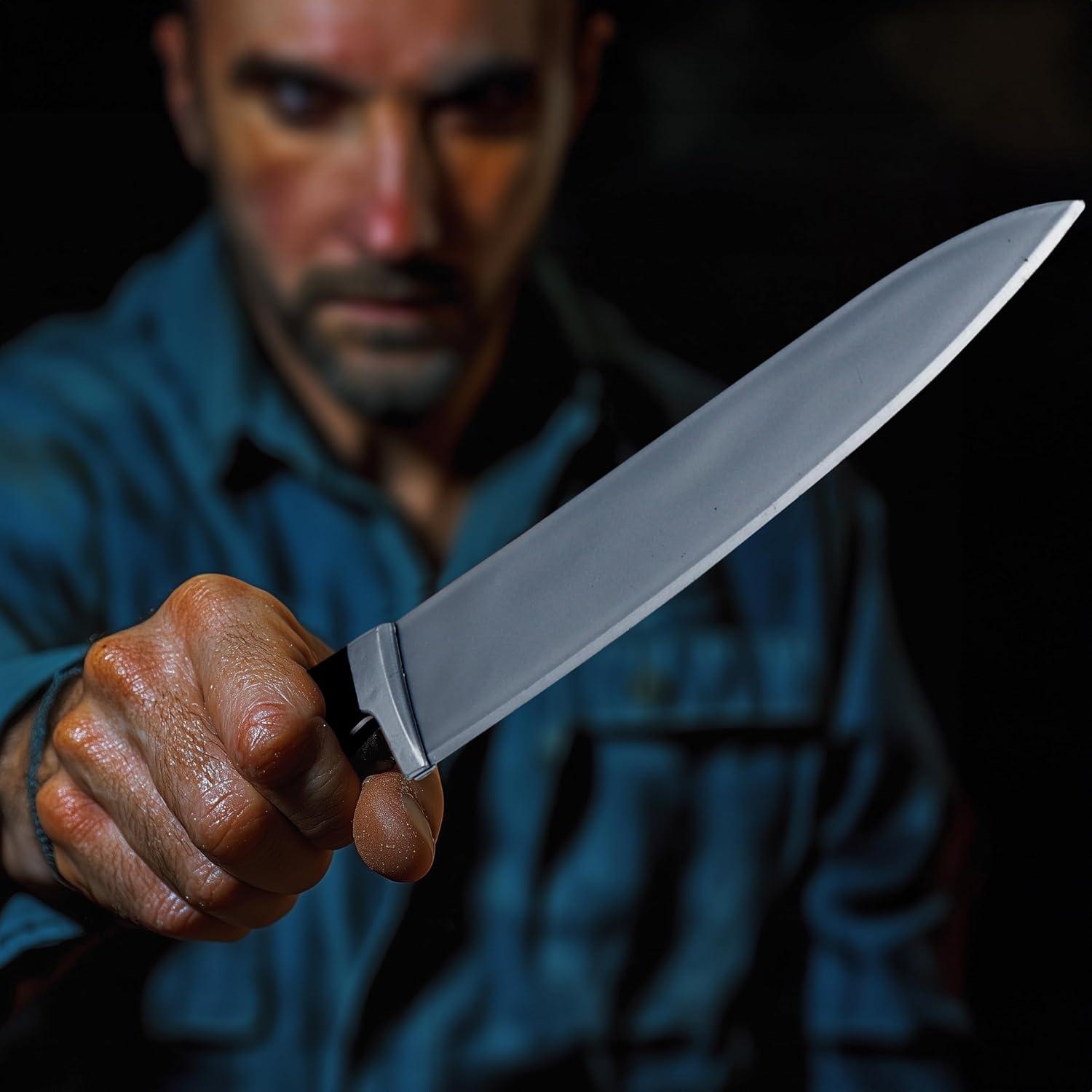 UQJE 1 Pcs Halloween Knife Weapon Fake Butcher Silver Knife Toy Horror Cosplay Prop