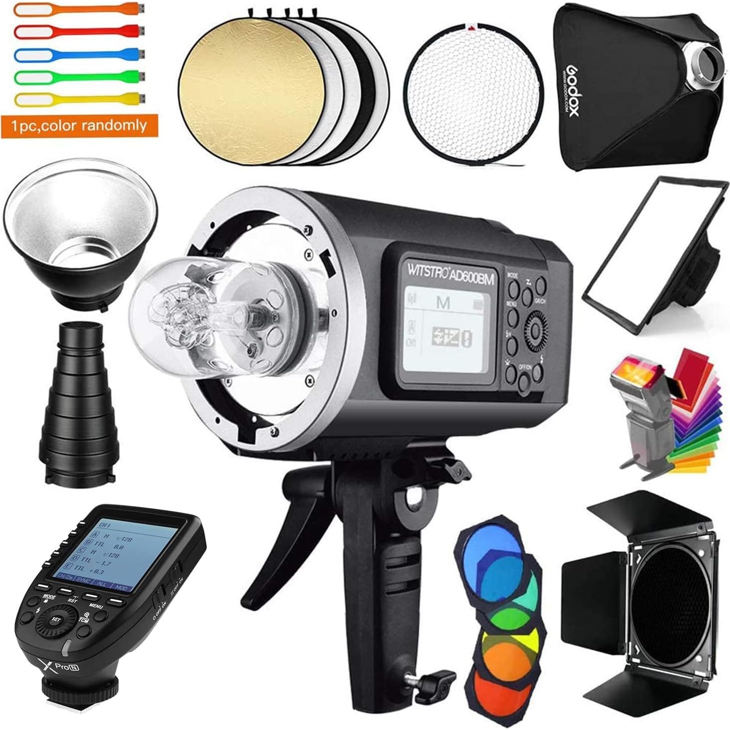 Godox AD600BM Witstro Manual All-in-One Outdoor Flash Kit with Xpro-N Wireless Trigger Transmitter for Nikon Camera, 32x32 Softbox, Standard Reflector and Snoot (AD600 Bowens Mount GN87 1/8000s HSS)