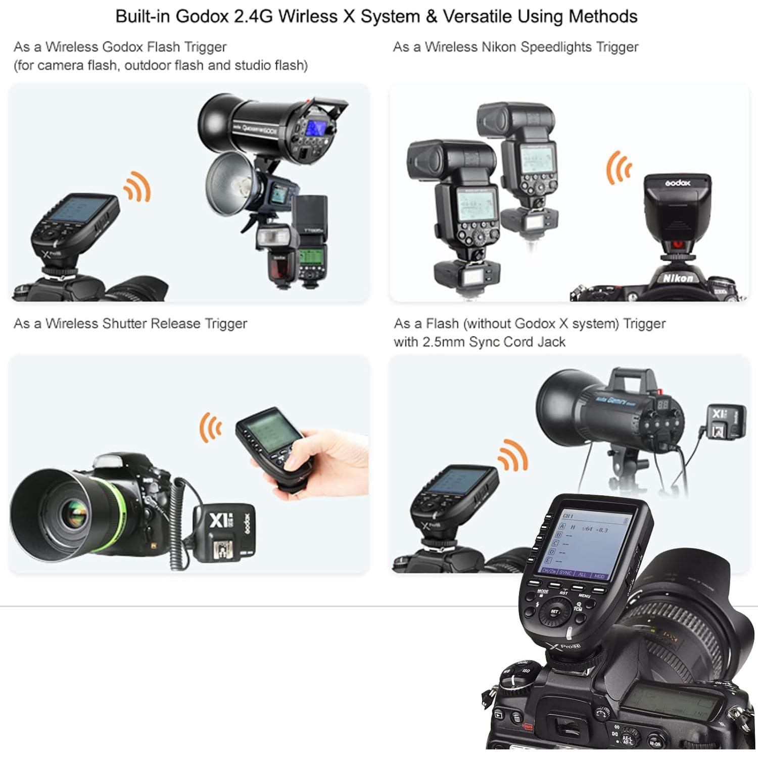 Godox AD600BM Witstro Manual All-in-One Outdoor Flash Kit with Xpro-N Wireless Trigger Transmitter for Nikon Camera, 32x32 Softbox, Standard Reflector and Snoot (AD600 Bowens Mount GN87 1/8000s HSS)