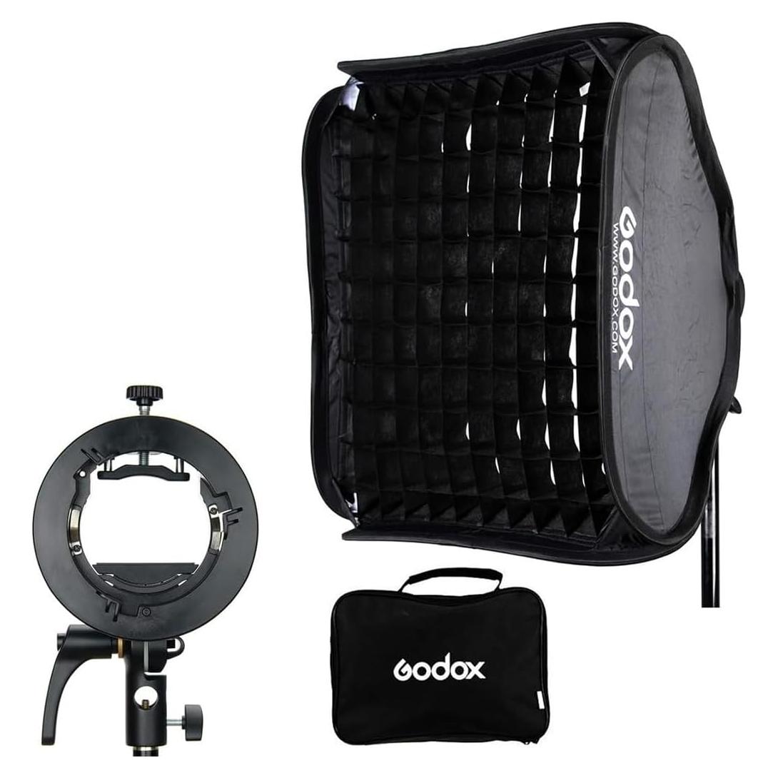 Softbox Godox 80x80cm con Rejilla y Soporte S2 para Speedlite