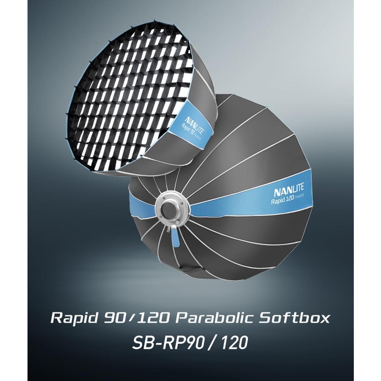 Nanlite SB-RP90 35.43 Inches / 90CM Deep Mouth Quick Release Softbox - Nanlite Patented Rapid Fast Locking Chuck, High Efficiency Soft Light, Adapted to Bowens Bayonet Fixtures