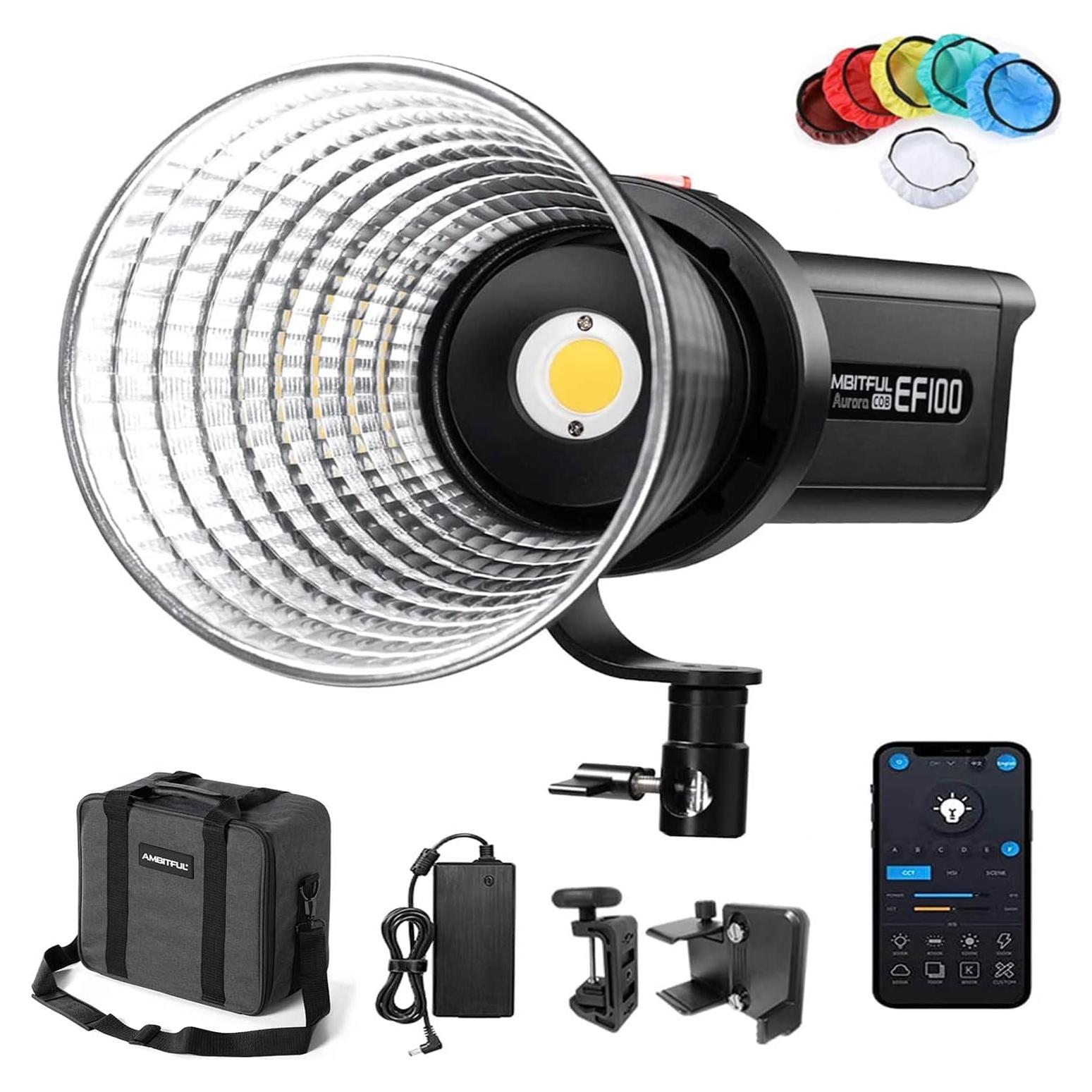Luz de Video LED AMBITFUL EF100 100W 5600K CRI 95+ Control APP