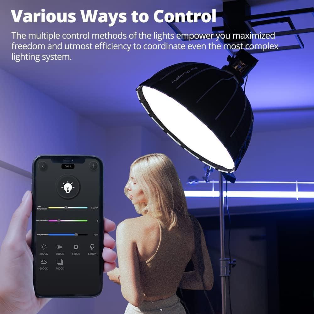 Luz de Video LED AMBITFUL EF100 100W 5600K CRI 95+ Control APP