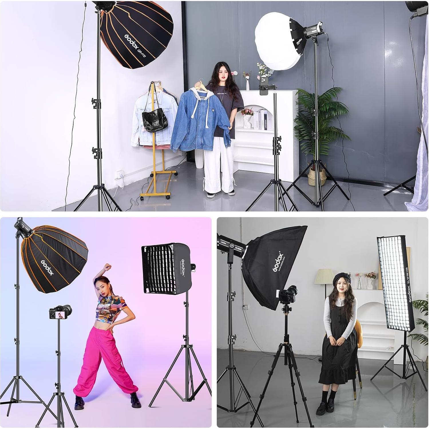 Soporte de Luz Ajustable 3m Metalico con Resorte y Bolsa