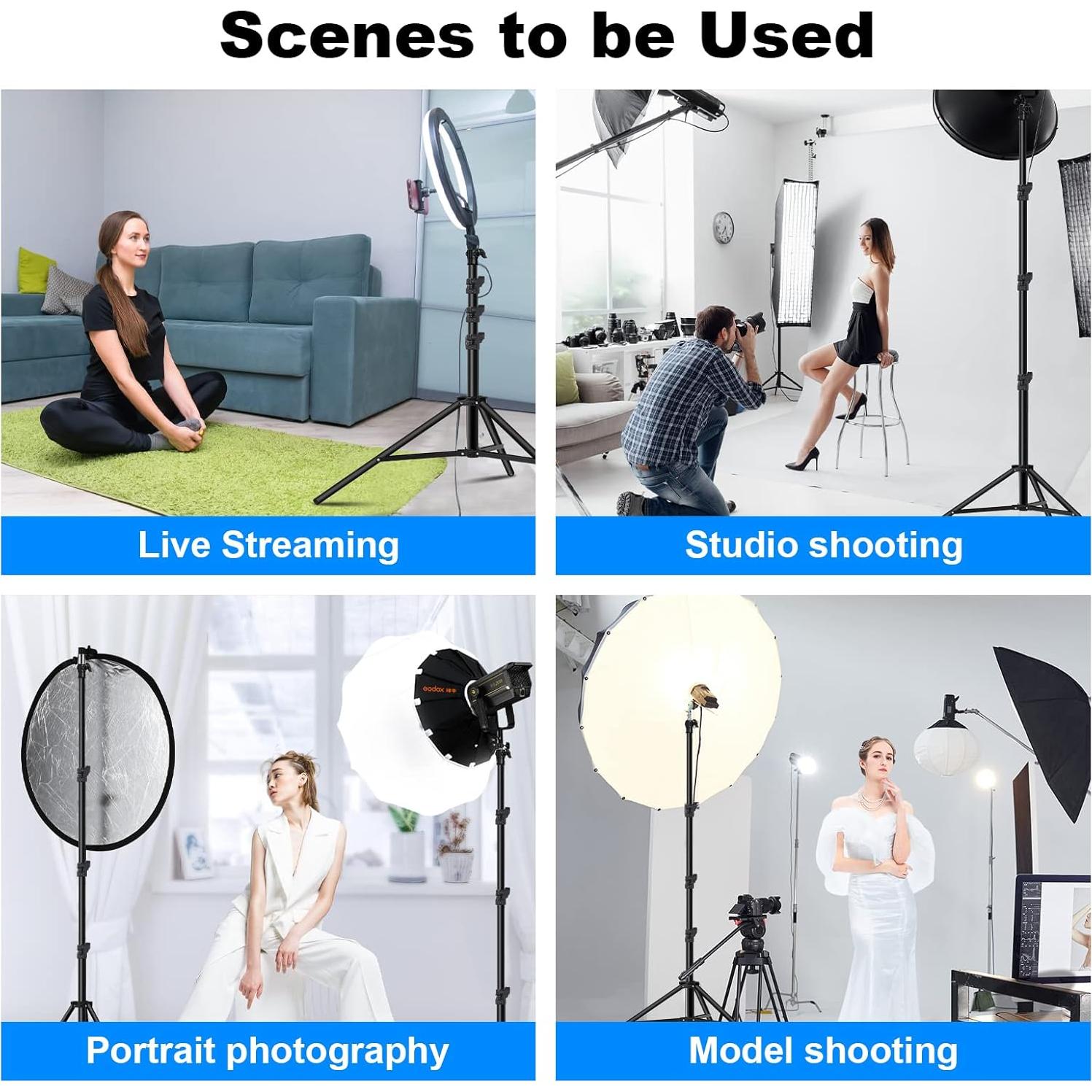 Soporte de Luz Ajustable 3m Metalico con Resorte y Bolsa