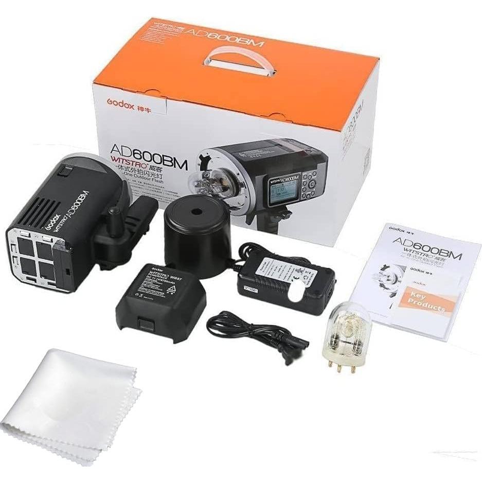 Godox AD600BM Bowens Mount 600Ws GN87 HSS Outdoor Flash Strobe Light with 2.4G Wireless X System, 8700mAh Battery to Provide 500 Full Power Flashes Recycle in 0.01-2.5 Second, W/Cleaning Cloth