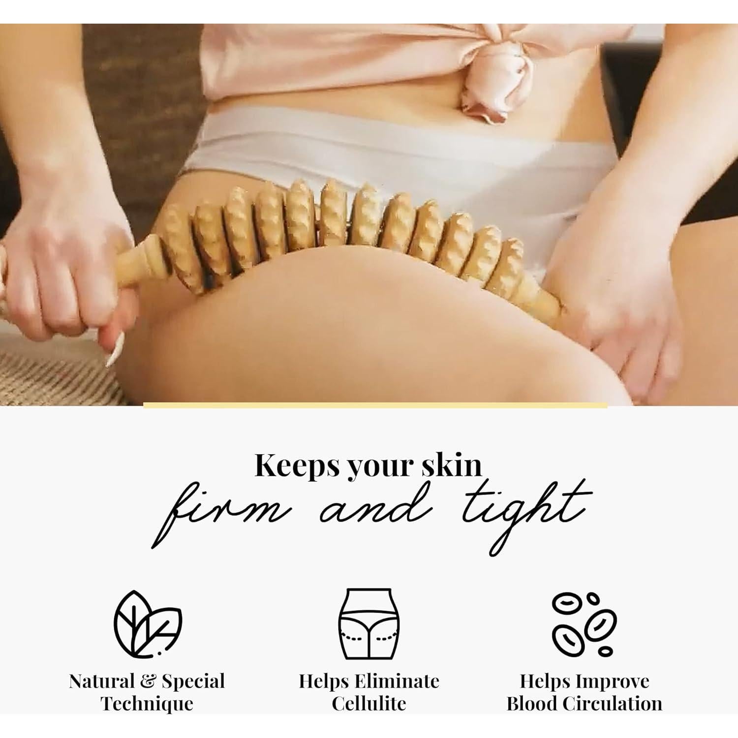 Rodillo de Masaje Tuuli de Madera para Cintura y Muslo