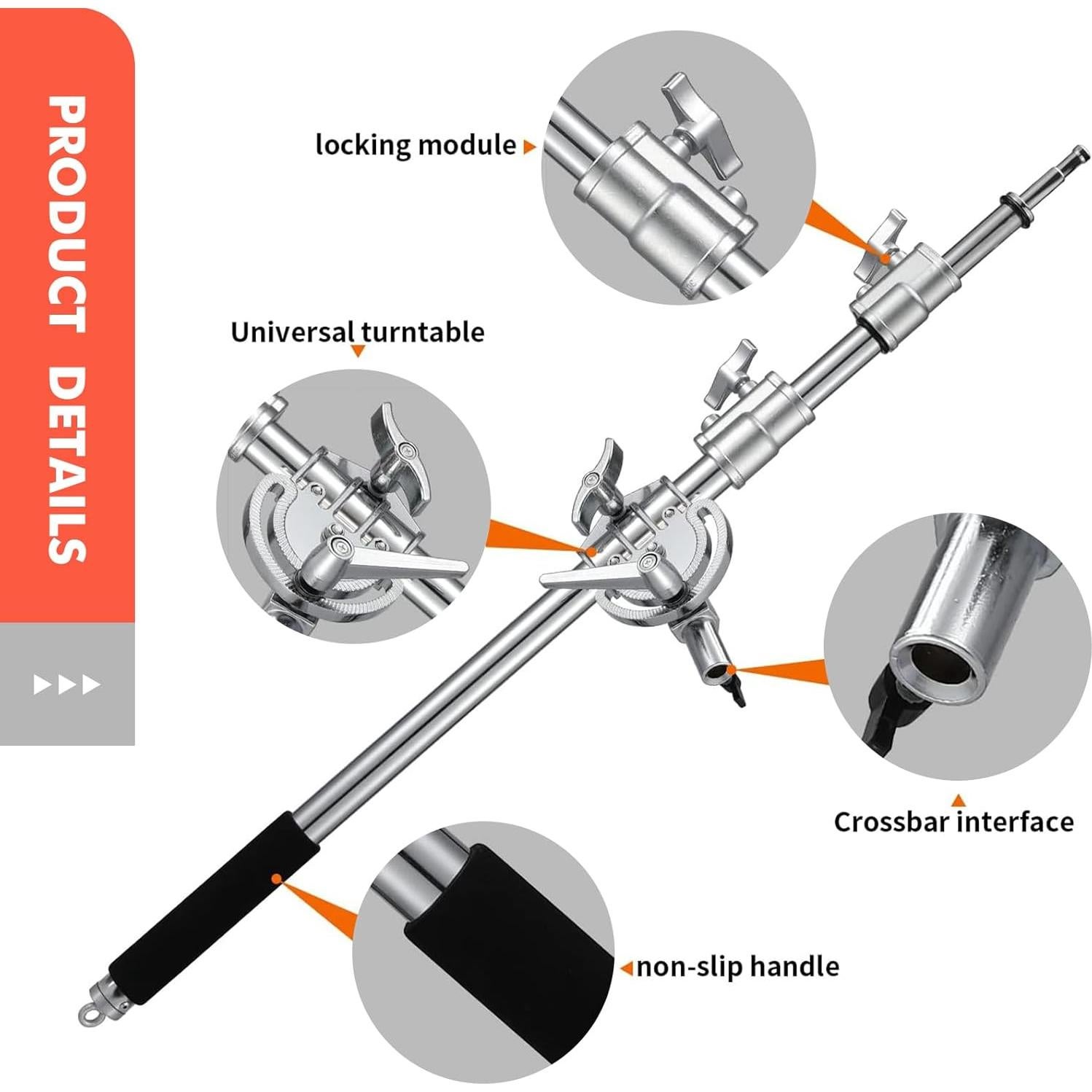 Pro Heavy Duty Extension Boom Arm Bar for Photography C Stand and Light Stand,Adjustable 42-97inch Crossbar Holding Arm with Sand Bag for Softbox,Strobe,Monolight,LED Video Light,Reflector ect.