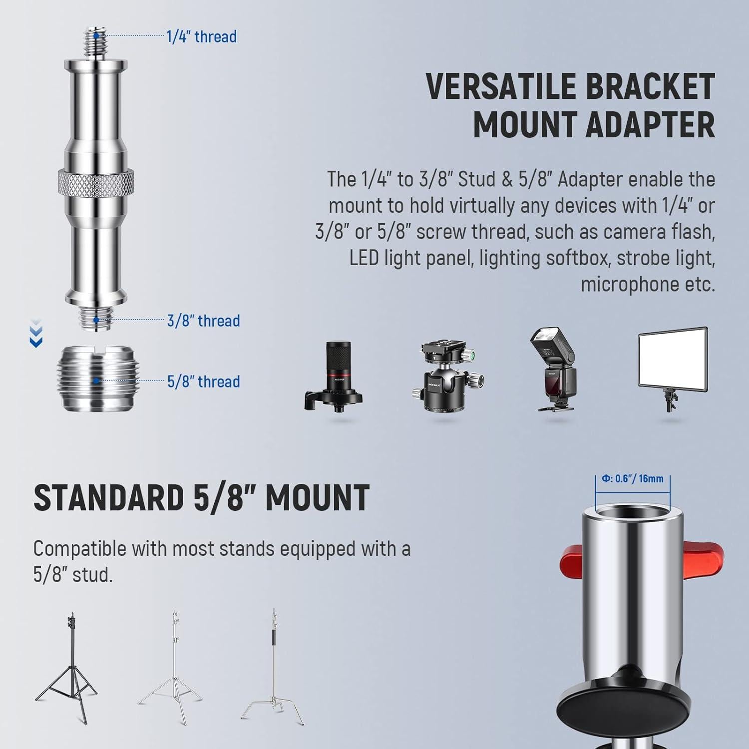 Adaptador de Soporte de Luz NEEWER UA020 con Juntas de Bola