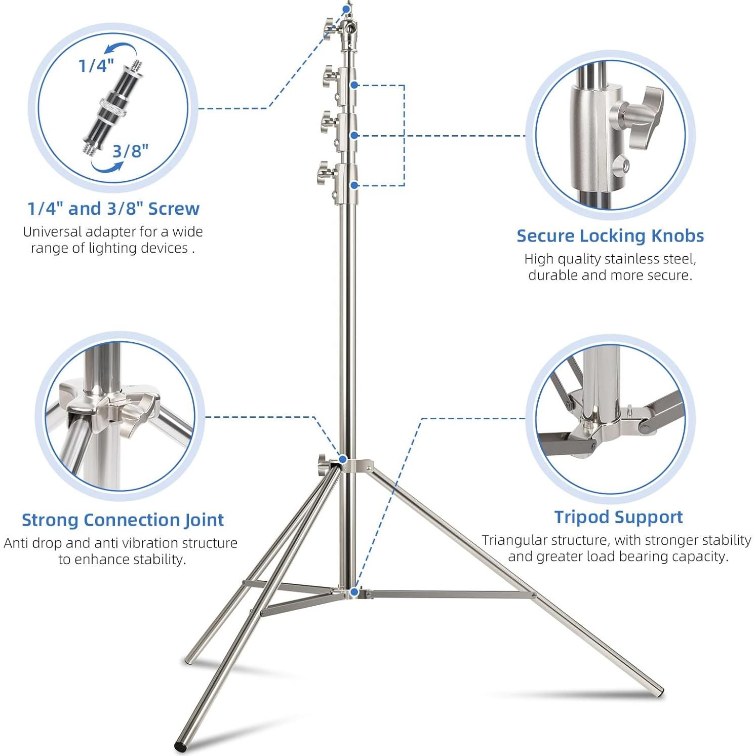 Soporte de Luz de Fotografía Gltire 4m Acero Inoxidable Ajustable
