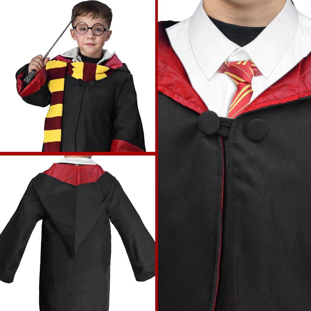 Wizard Cosplay Costume Accessories Gifts Magic Robe Magic Wand Eyeglass Frame Knit Scarf Tie Necklace Set