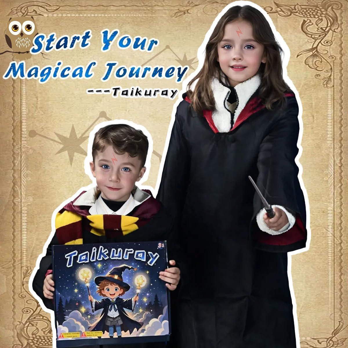 Wizard Cosplay Costume Accessories Gifts Magic Robe Magic Wand Eyeglass Frame Knit Scarf Tie Necklace Set