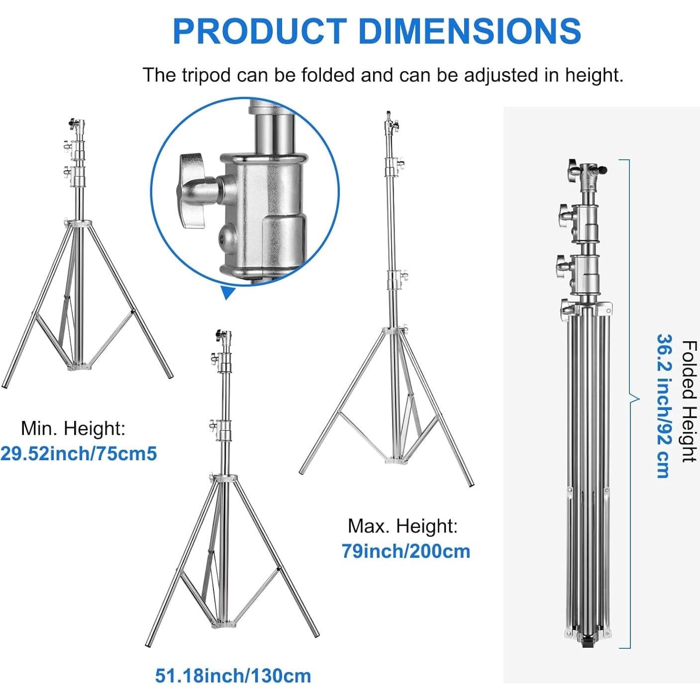 Soporte de Luz Fotográfica FOTOLS Acero Inoxidable 2.8m