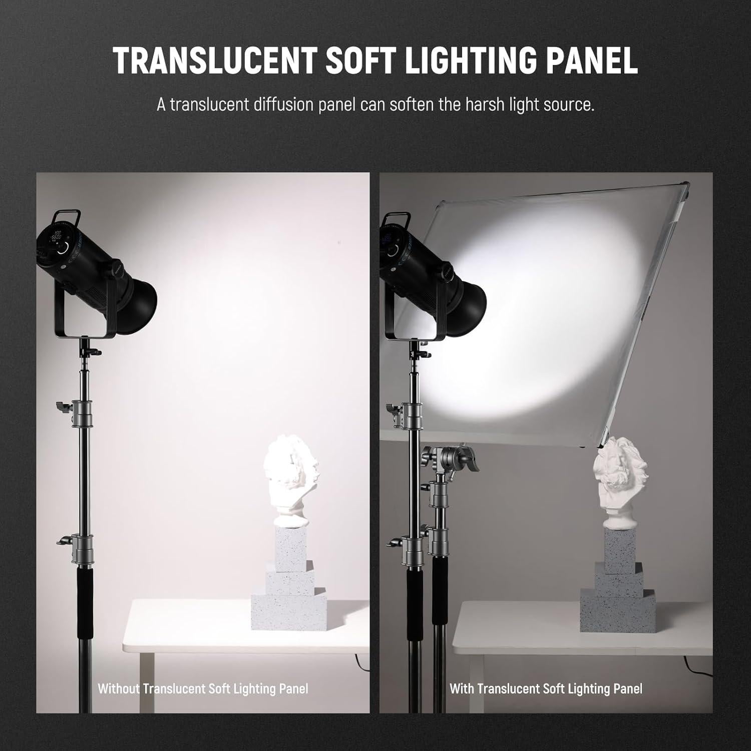 NEEWER Light Diffusion Panel Scrim Kit with Silver/White Reflector Film 35"x35" Foldable Frame with 5/8" Baby Pins Handle for C Stand 3 in 1 Diffuser for Studio Portrait Product Photography, SF9090F