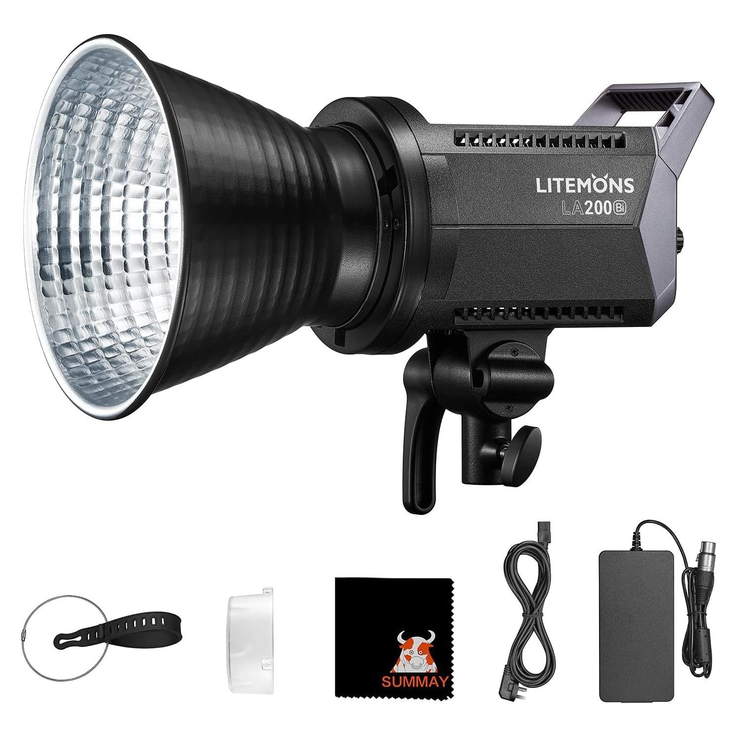 GODOX LA200Bi Bi-Color LED Video Light 230W 2800K-6500K 0%-100% Brightness Adjustment CRI96 TLCI97 Bluetooth APP Control Bowens Mount Suitable for Interview, Live Broadcast, Portrait, Video Shooting