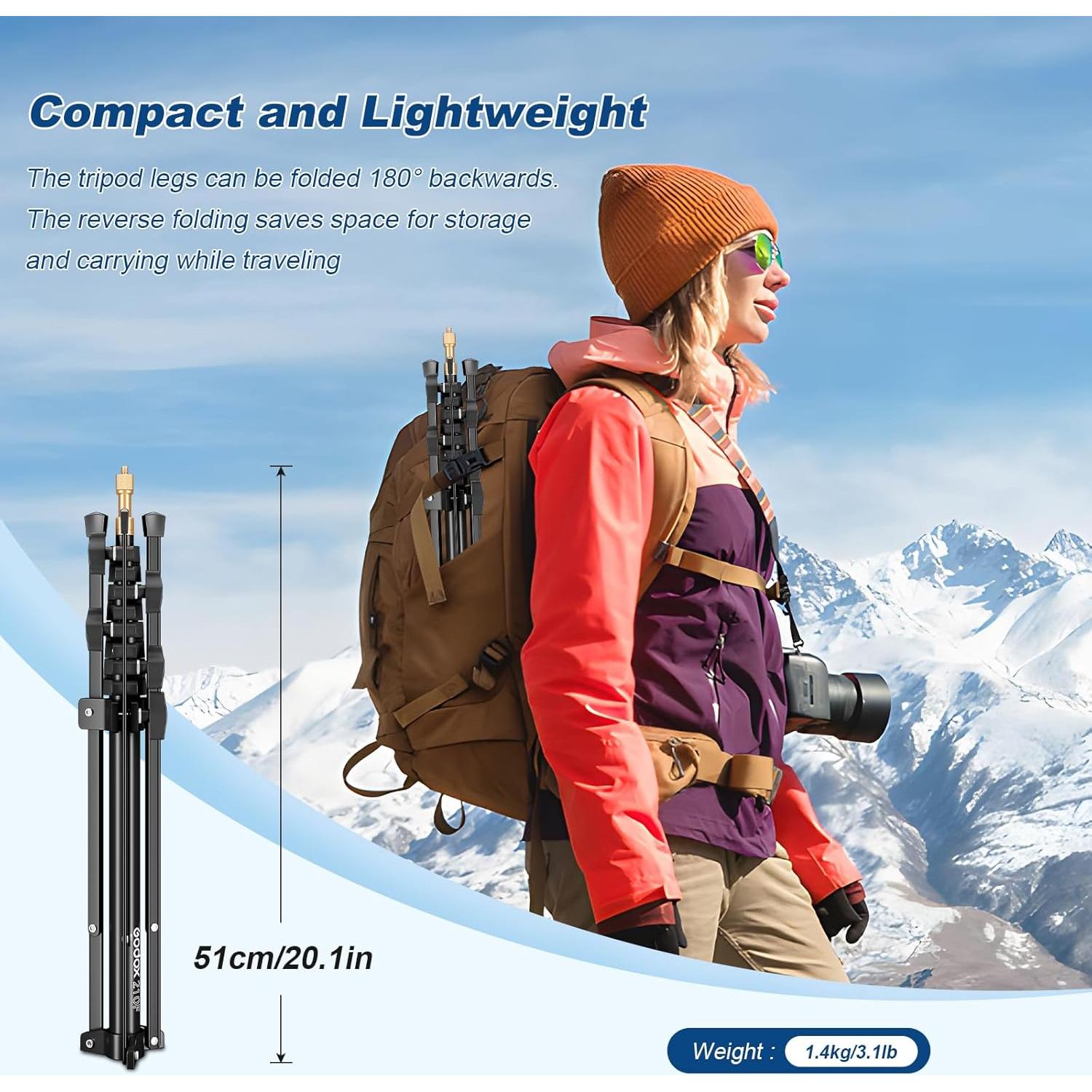 Soporte de Luz Godox 210cm Extensible con Tornillo Universal