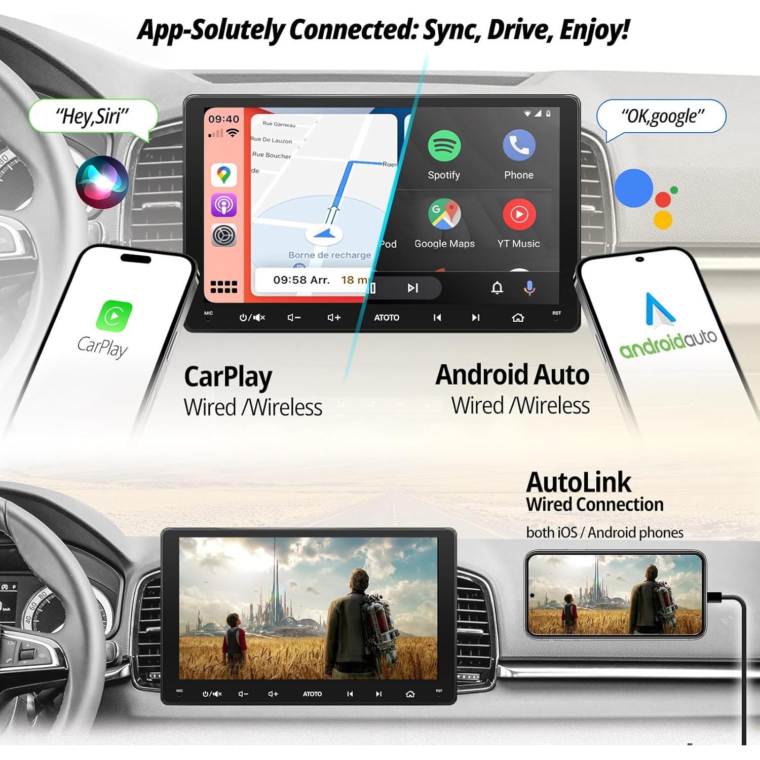 Estéreo de Coche ATOTO F7 Doble Din 9" CarPlay/Android Auto