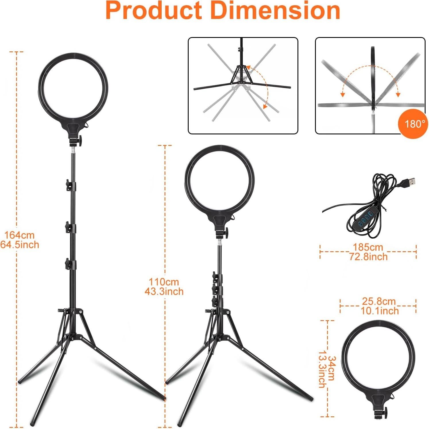 Kit de Luz de Anillo Jiang&Rong 2 Paneles 10" con Trípode 65"
