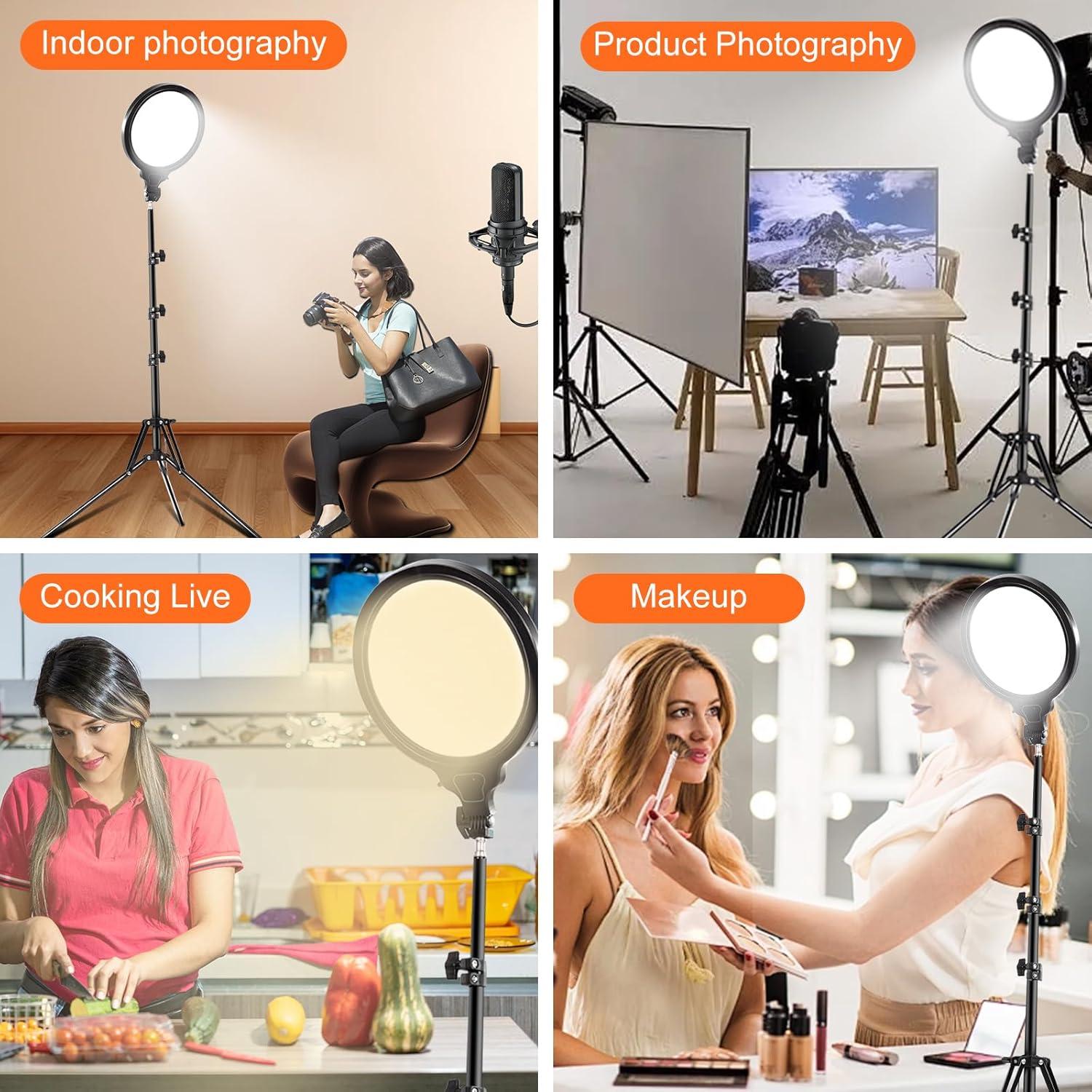 Kit de Luz de Anillo Jiang&Rong 2 Paneles 10" con Trípode 65"