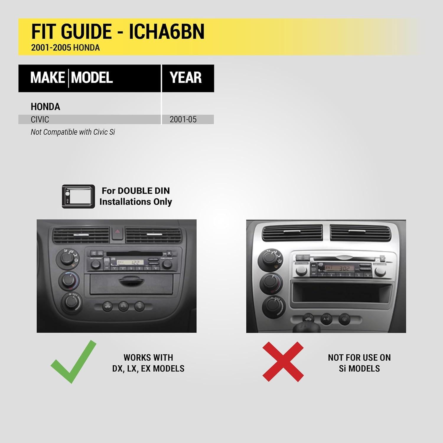 Kit Instalación Doble DIN Scosche ICHA6BN para Honda Civic 2001-05