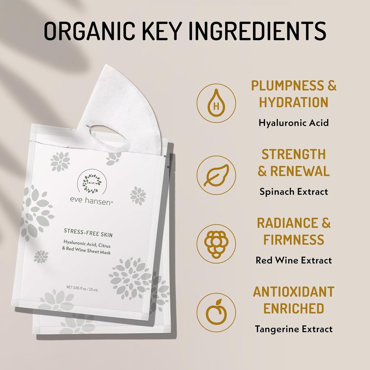 Mascarilla Facial de Colágeno Eve Hansen - Hidratante 5 Pzas