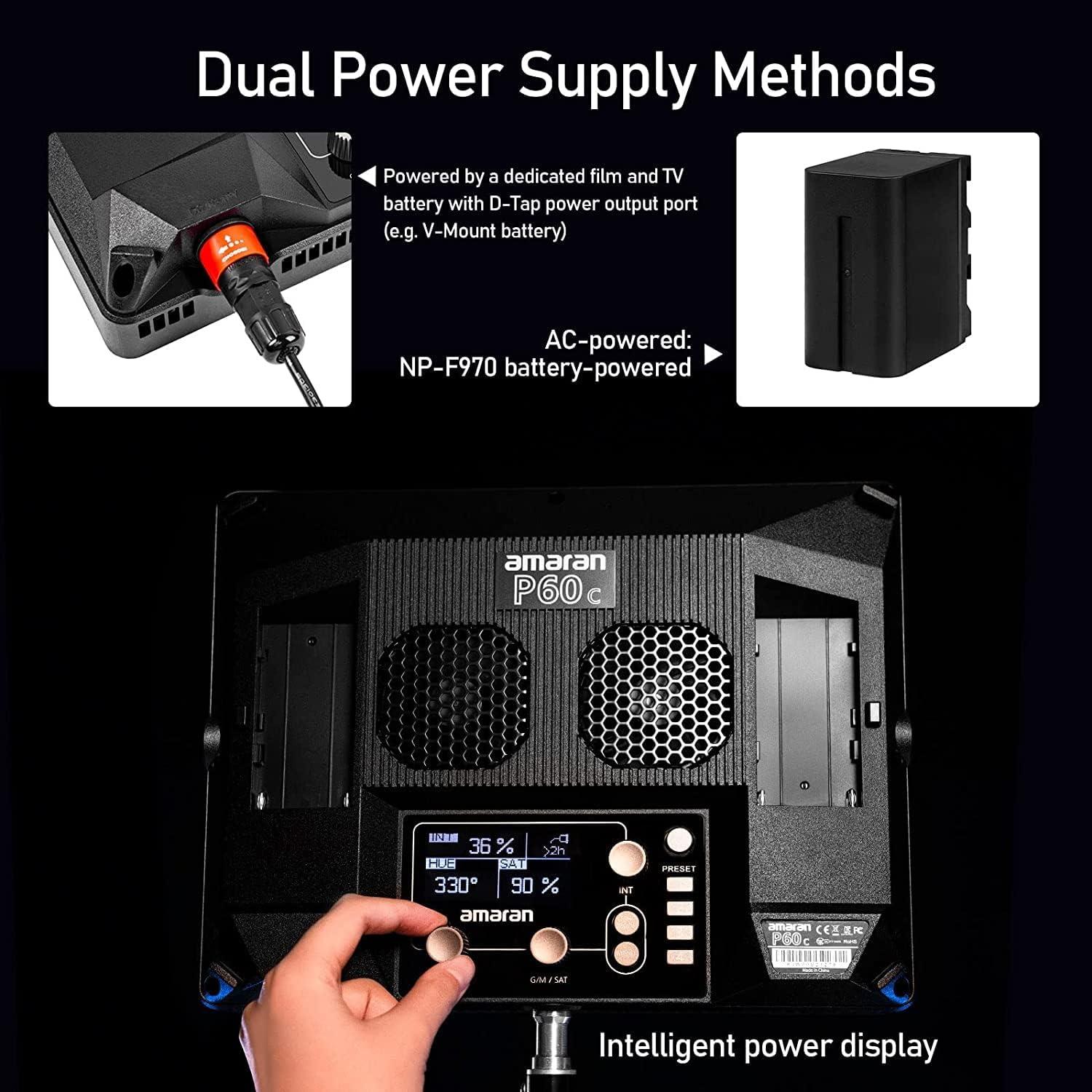 Kit de 3 Luces LED Aputure Amaran P60C RGBWW 60W con Softbox