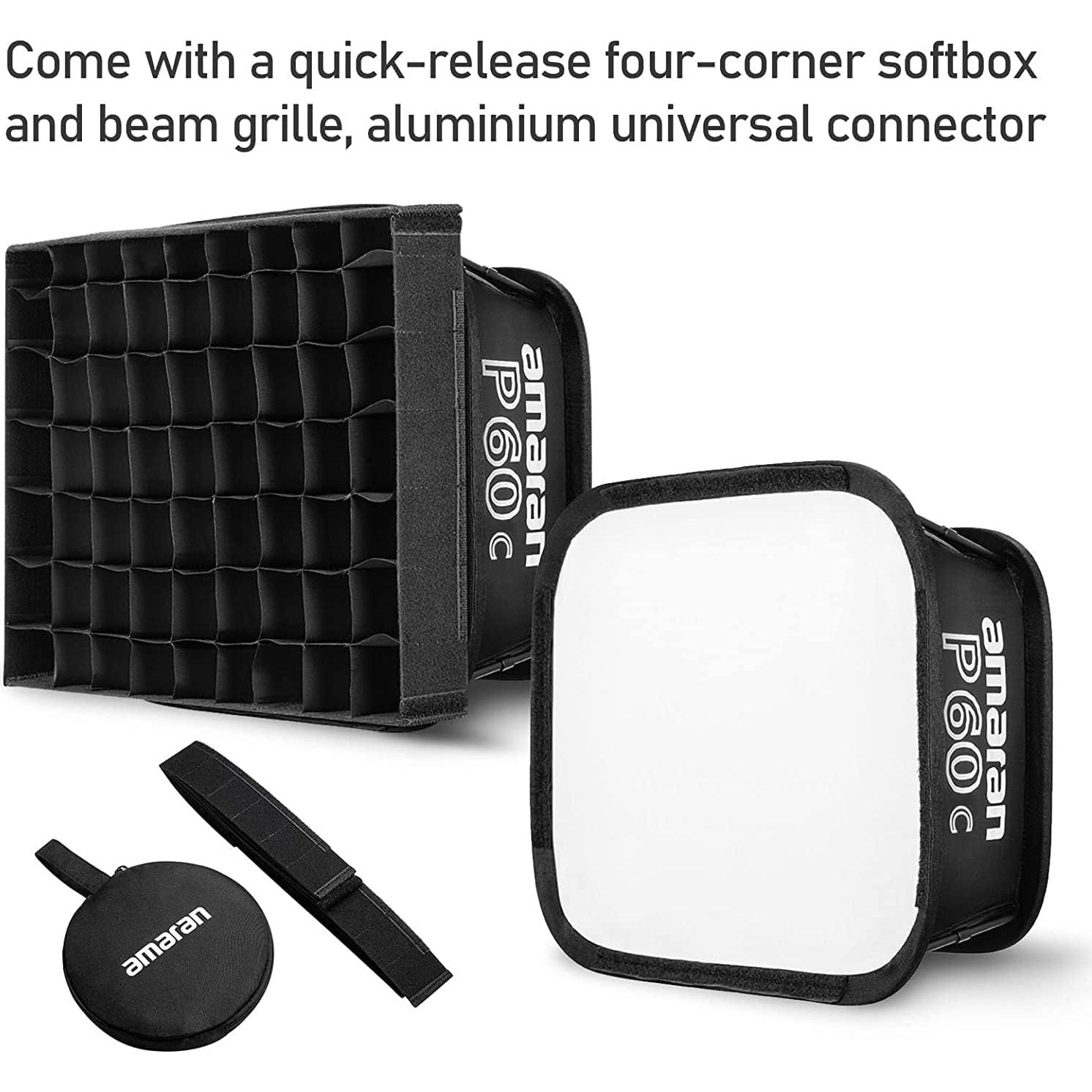 Kit de 3 Luces LED Aputure Amaran P60C RGBWW 60W con Softbox