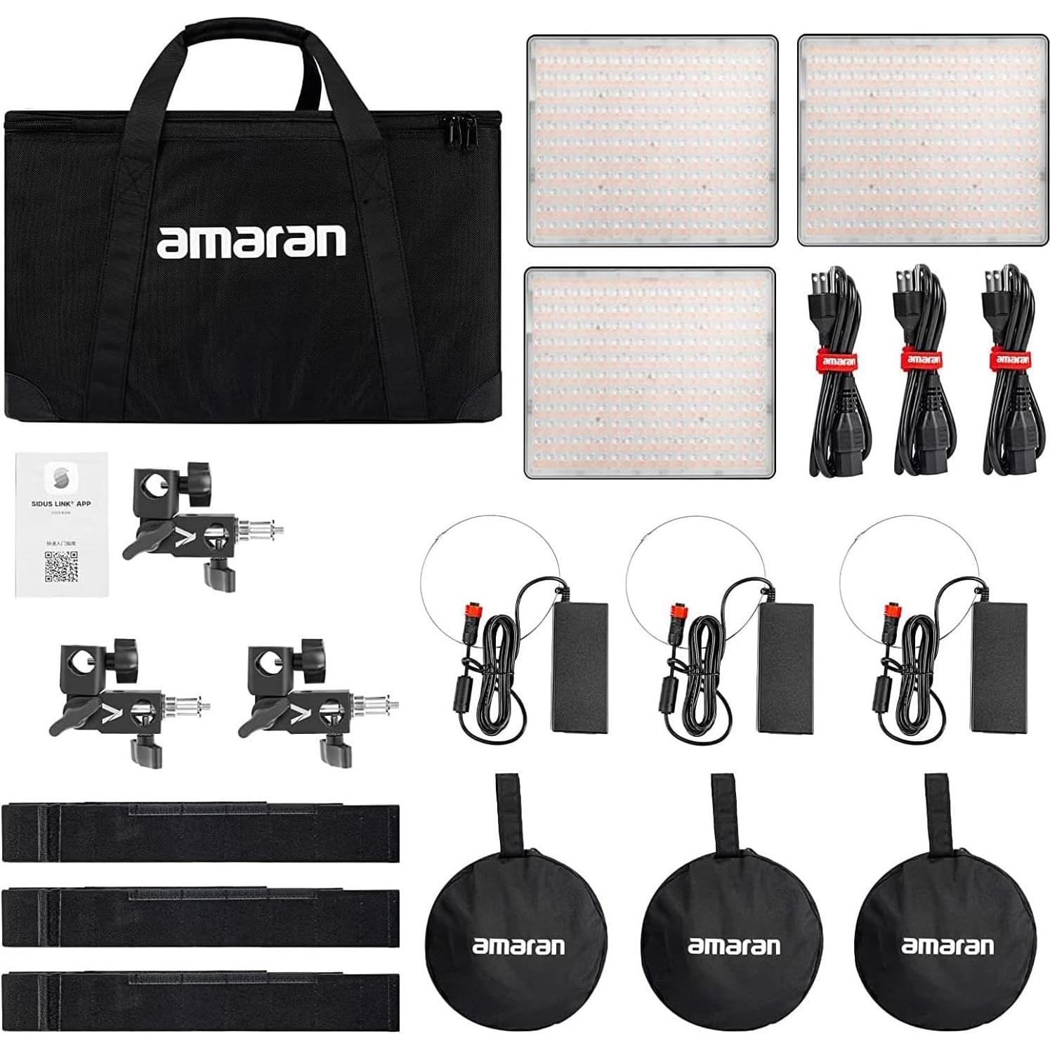 Kit de 3 Luces LED Aputure Amaran P60C RGBWW 60W con Softbox