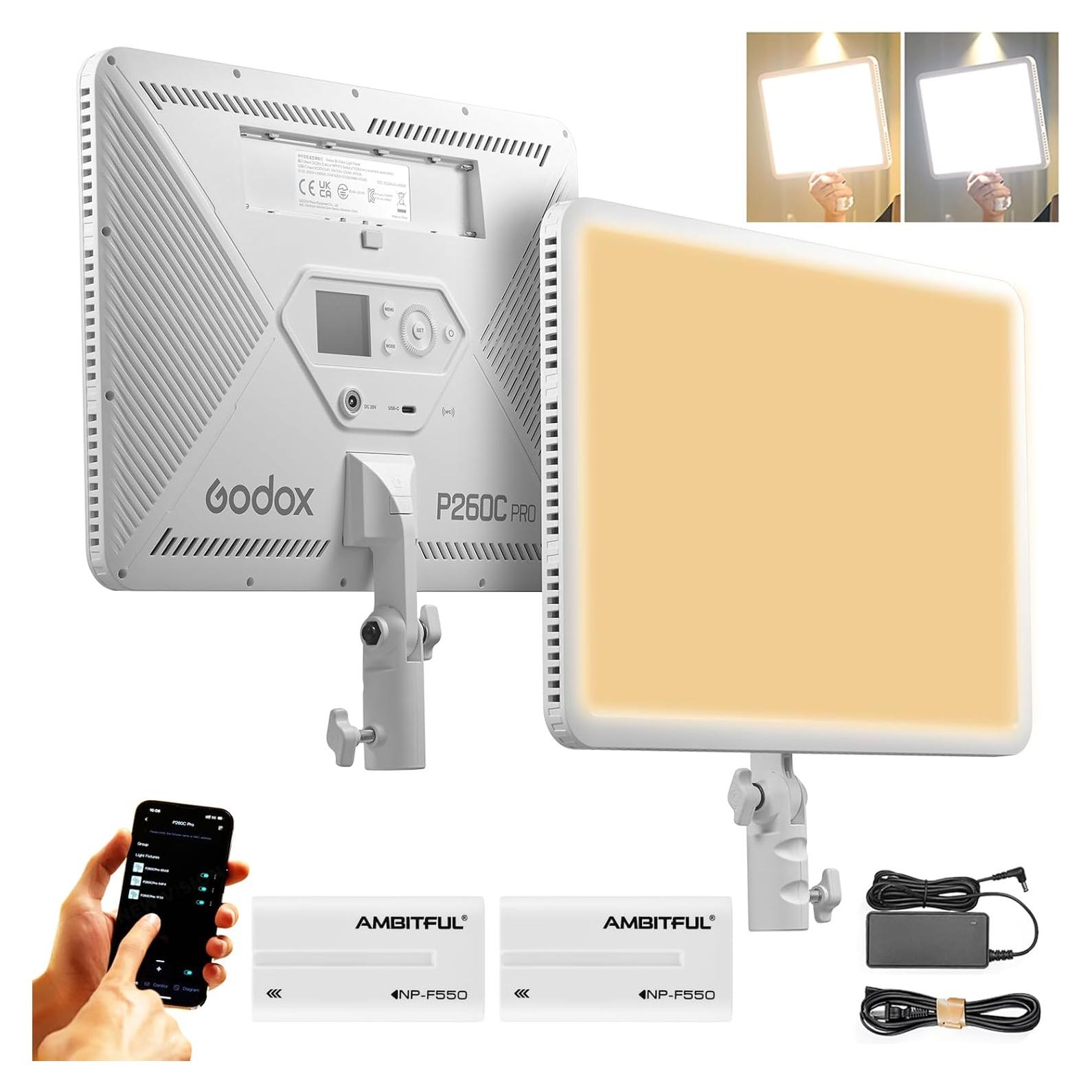 Panel de Luz LED GODOX P260C Pro 45W Bi-Color 2800K-6500K